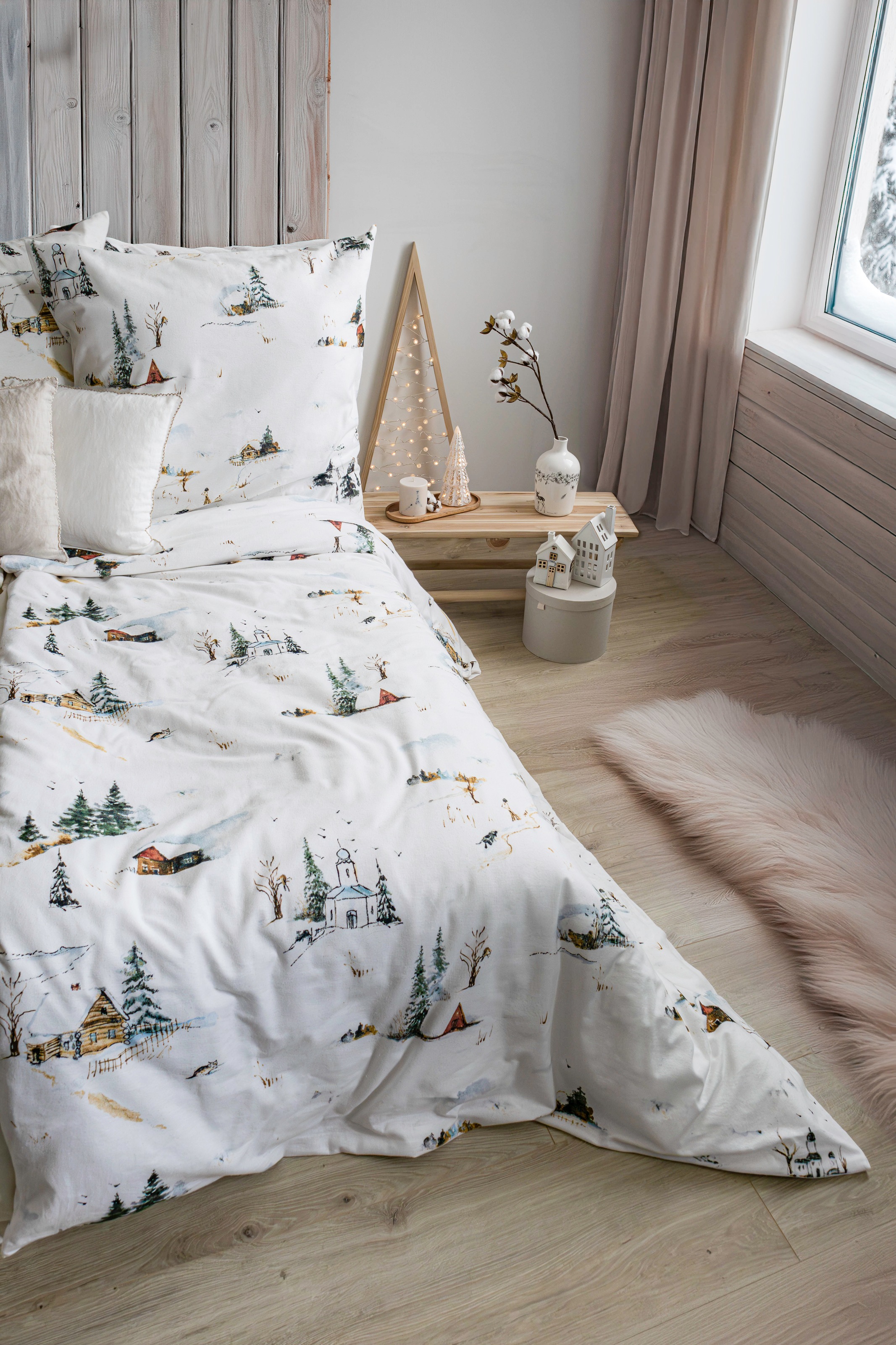 fleuresse Bettwäsche "Aspen" 2 Stk. tlg. Feinbiber mit Winterlandschaft günstig online kaufen