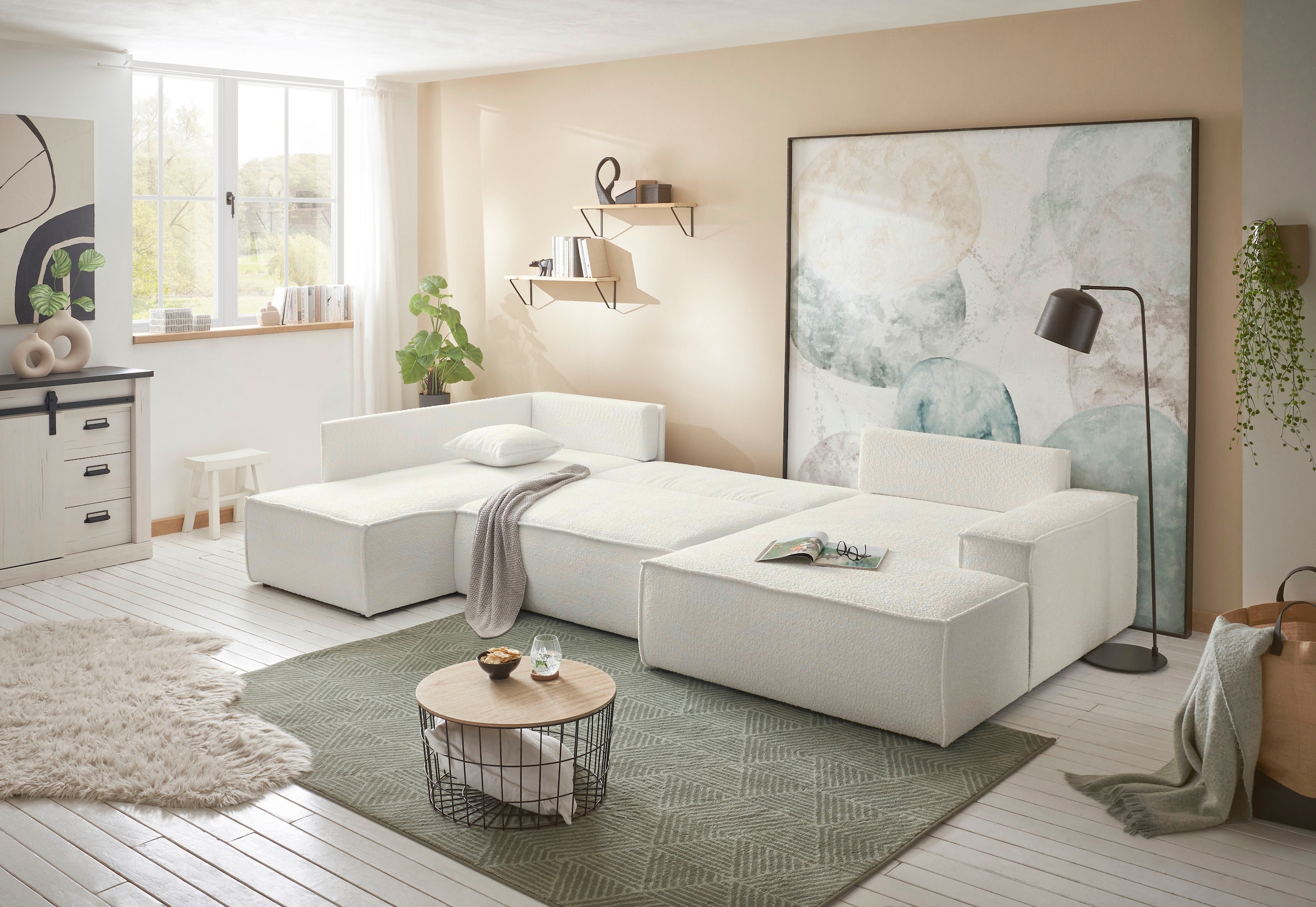 andas Wohnlandschaft "FINNLEY U-Form XXL 329 cm, Schlafsofa, Schlaffunktion günstig online kaufen