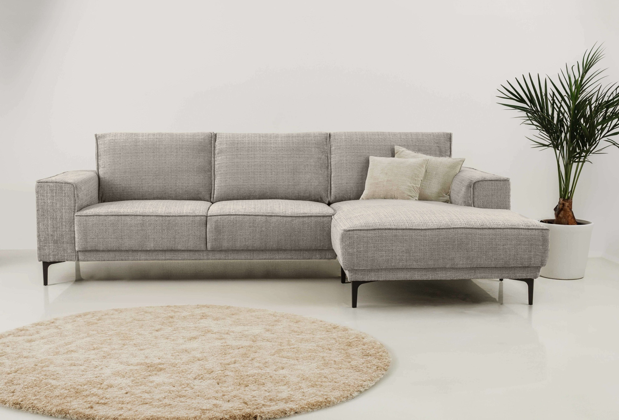 Places of Style Ecksofa "Polsterecke Oland, Struktur, Flachgewebe, Luxus-Mi günstig online kaufen