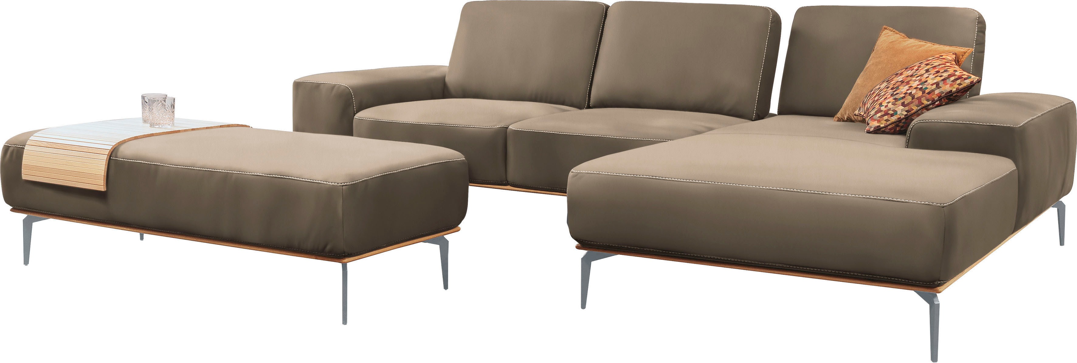 Thumbnail - W.SCHILLIG Ecksofa "run, Designsofa mit tollem Sitzkomfort, bequem, L-Form" mit elegantem Holzsockel, Füße in Silber mat...
