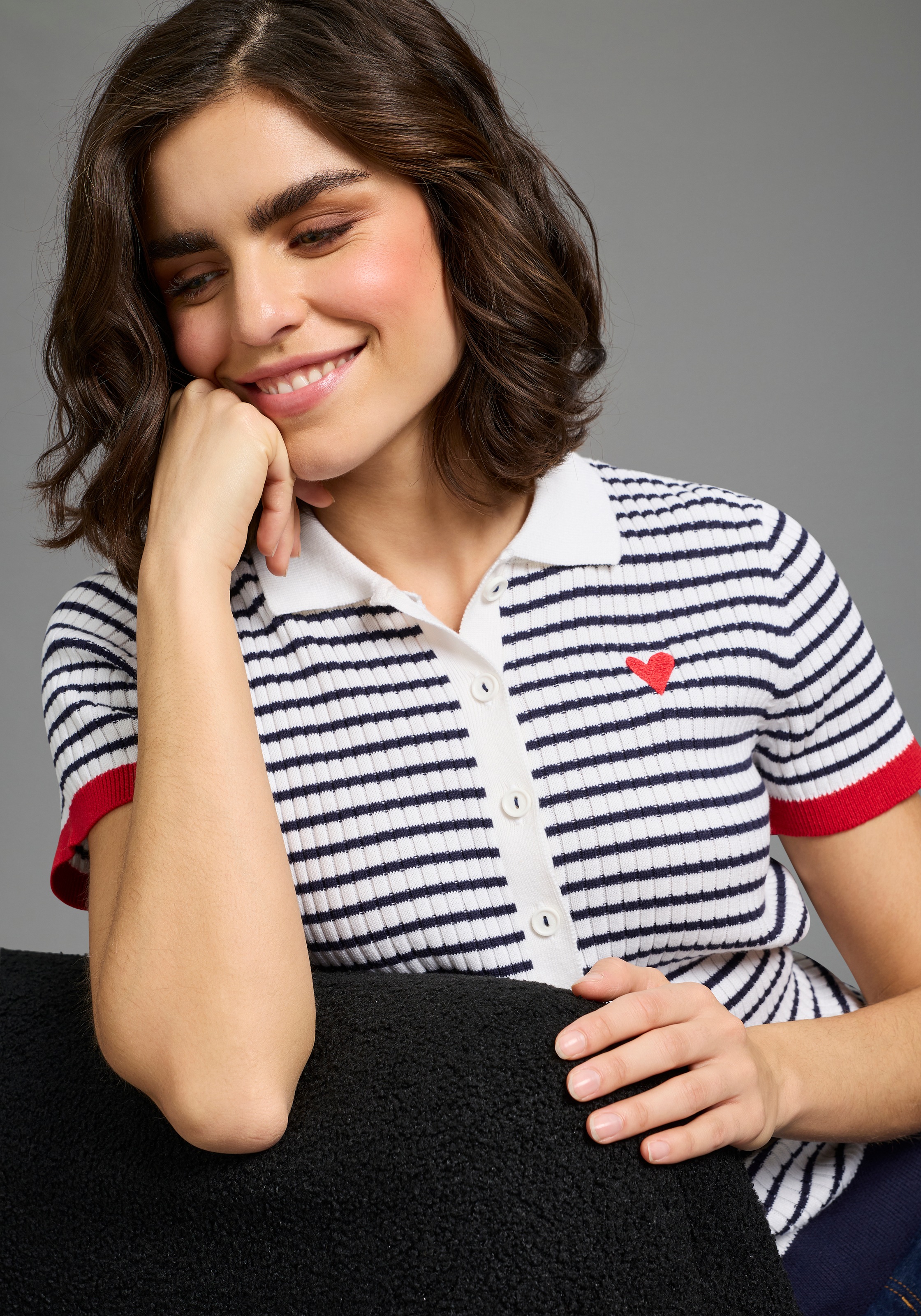 Thumbnail - KangaROOS Polokragenpullover aus Baumwoll-Mix, Polokragen, schmale Basic-Passform