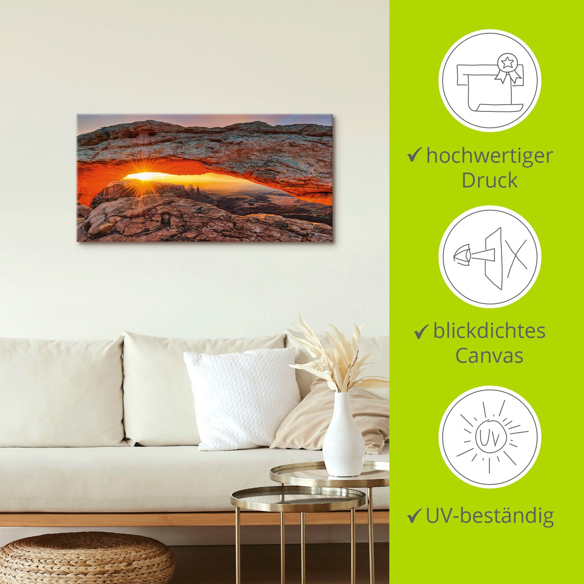 Artland Wandbild »Iconic Mesa Arch«, Felsen, (1 St.), als Alubild, Outdoorbild, Leinwandbild, Poster in verschied. Größen