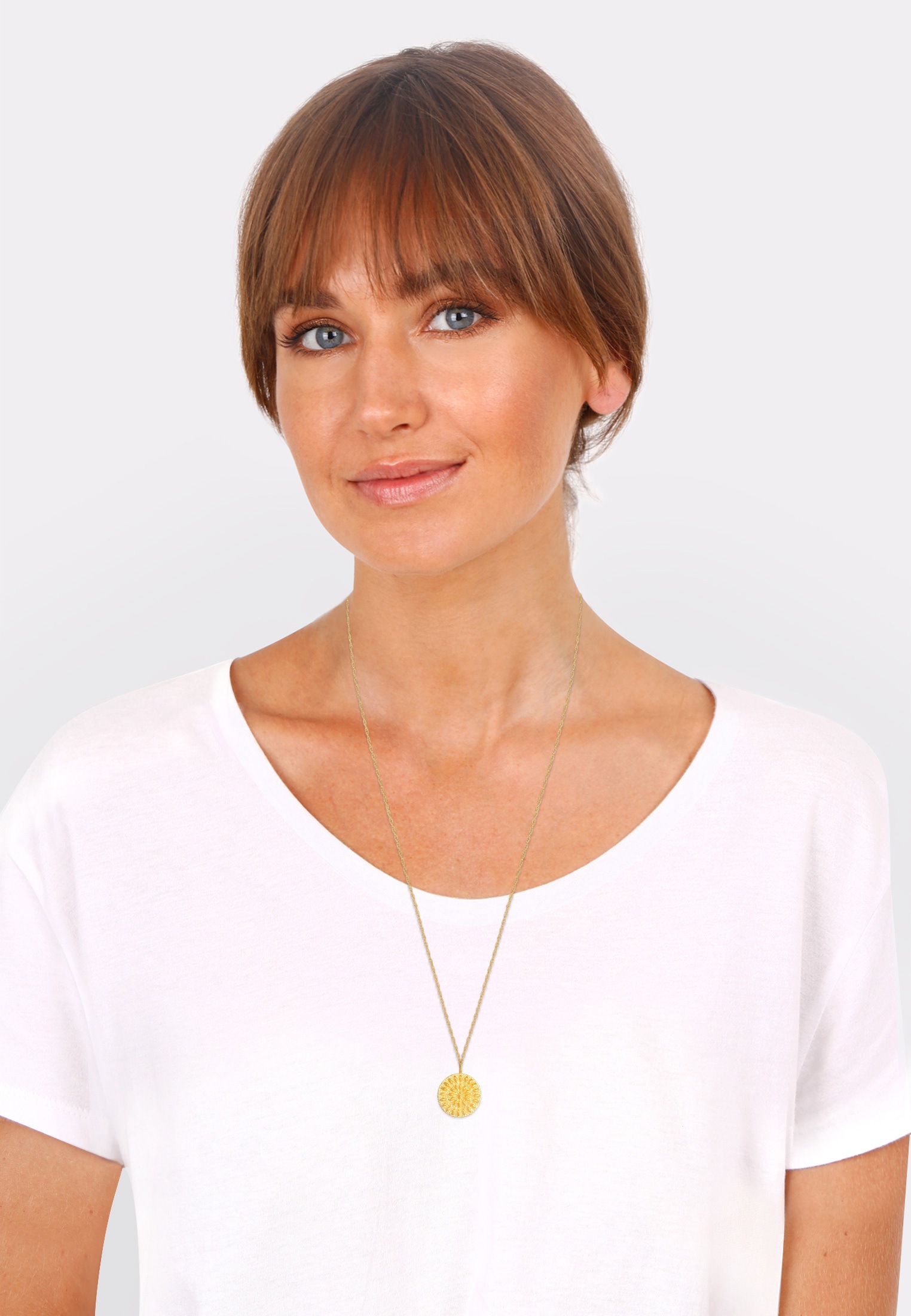 Elli Lange Kette »Halskette Coin Plättchen Mosaik Design 925 Silber«