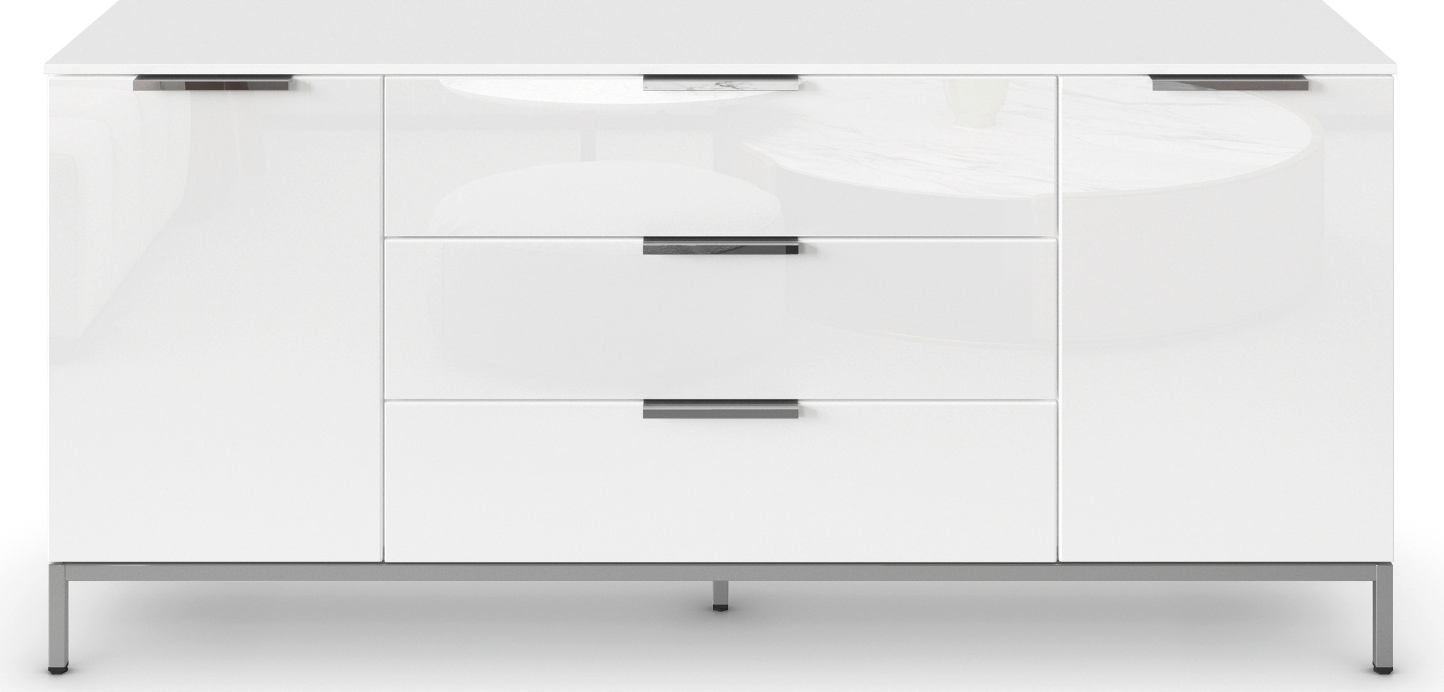 rauch Kombikommode »Kommode Türkommode Sideboard Kombikommode FLIPP mit Glasfront«, (Breite 160 cm mit 2 Einlegeböden), 2-türig mit 3 Schubladen und Soft-Close-Funktion sowie Glasfront