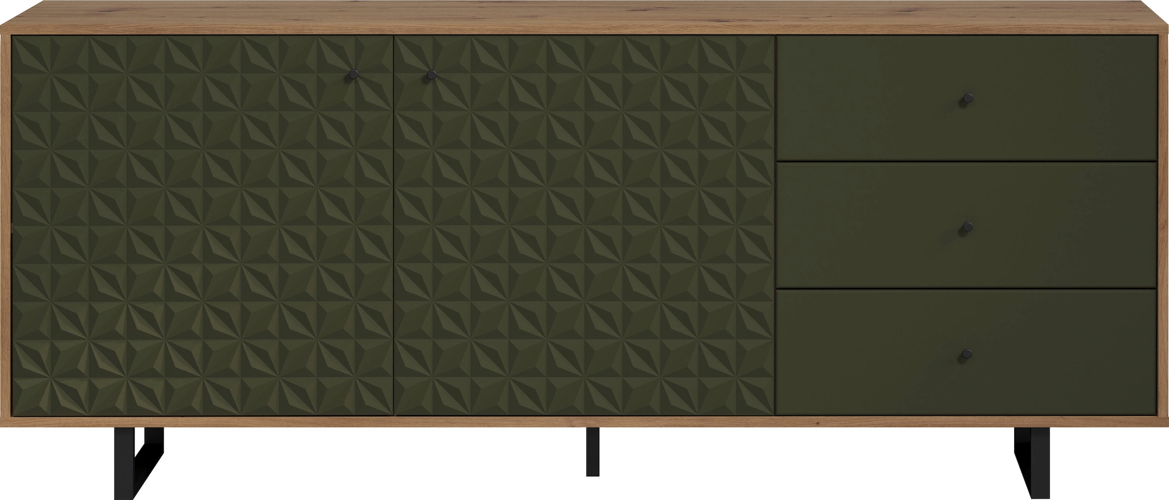 Home affaire Sideboard »Ferretti« Wohnzimmerkommode mit besonderer Fräsung und Füße/Griffe aus Metall