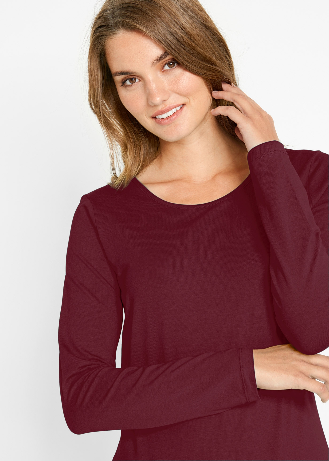 bonprix Langarmshirt Packung, 2 Stk. im 2er Pack und mit Rundhalsausschnitt