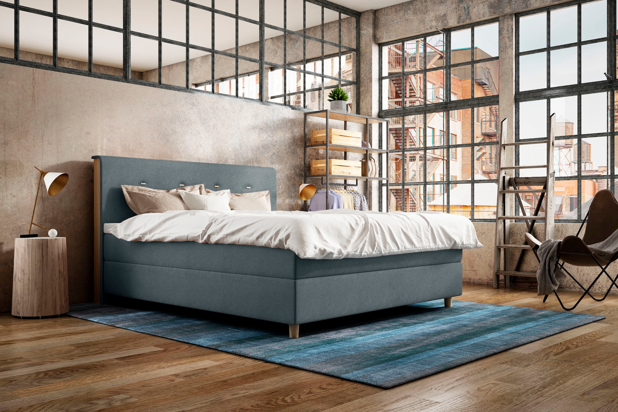 Schlaraffia Boxspringbett »Elvis«, inkl. BULTEX® Topper, Holzfuß in Eiche