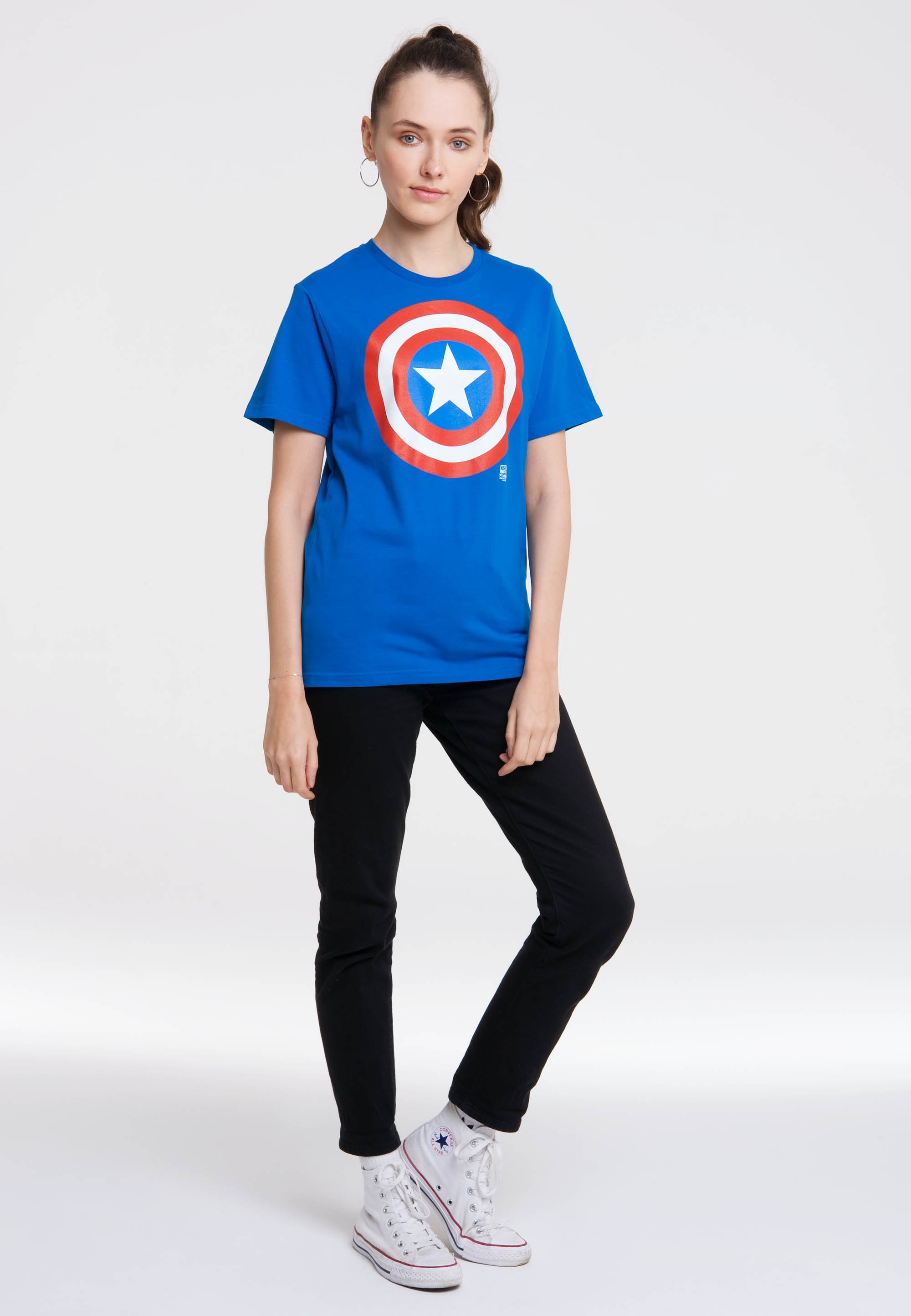 LOGOSHIRT T-Shirt »Marvel Comics«, mit Captain America-Logo