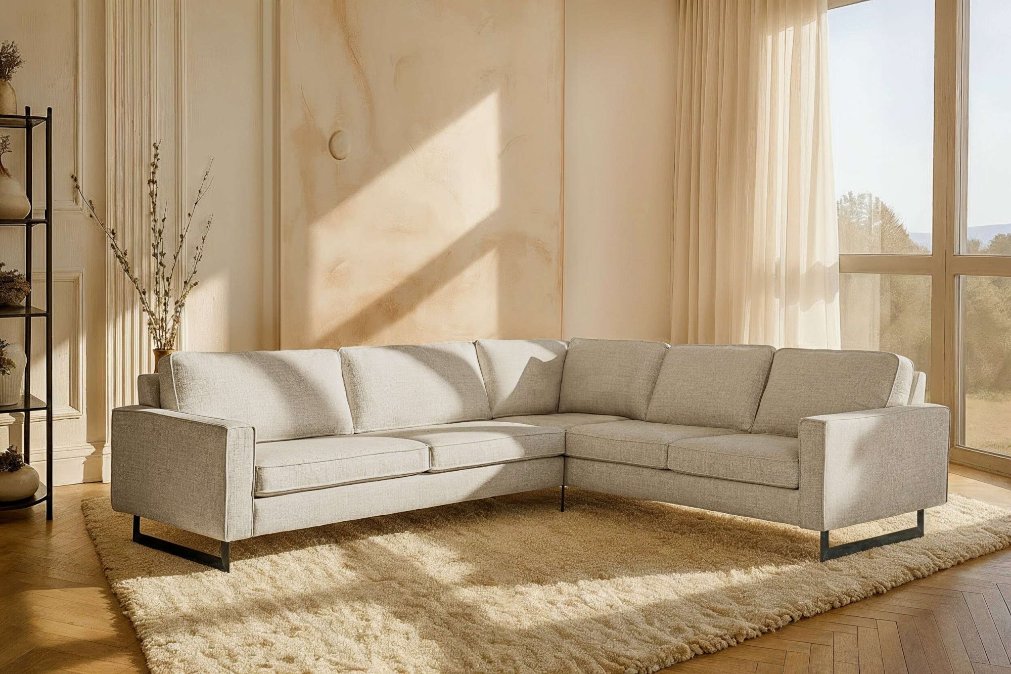 PLACES OF STYLE Ecksofa "Pinto, XXL, 250/290 cm, langer Schenkel, Ottomane" günstig online kaufen