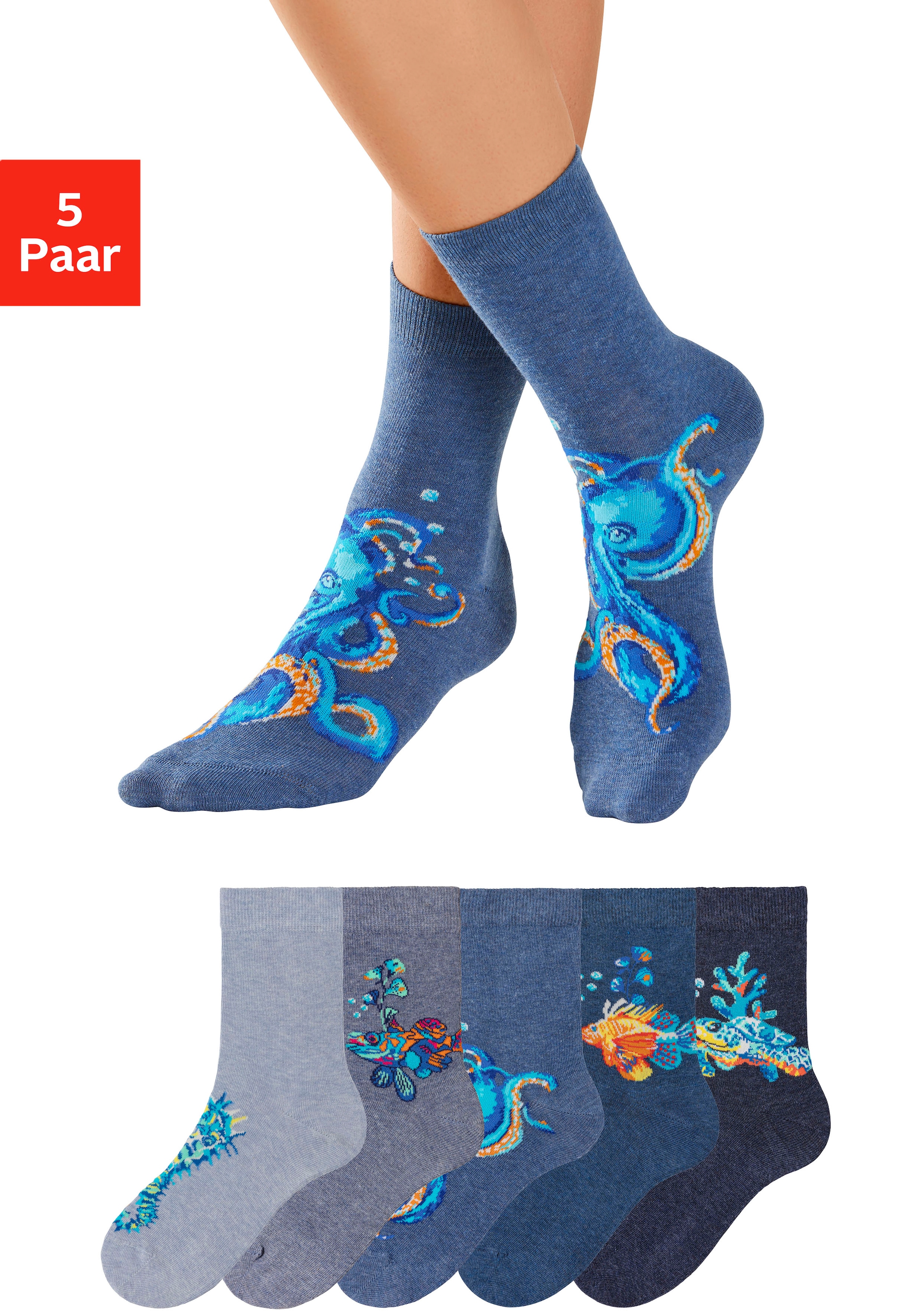 Meerestieren BAUR mit Paar), online 5 farbigen H.I.S (Packung, kaufen | Basicsocken,