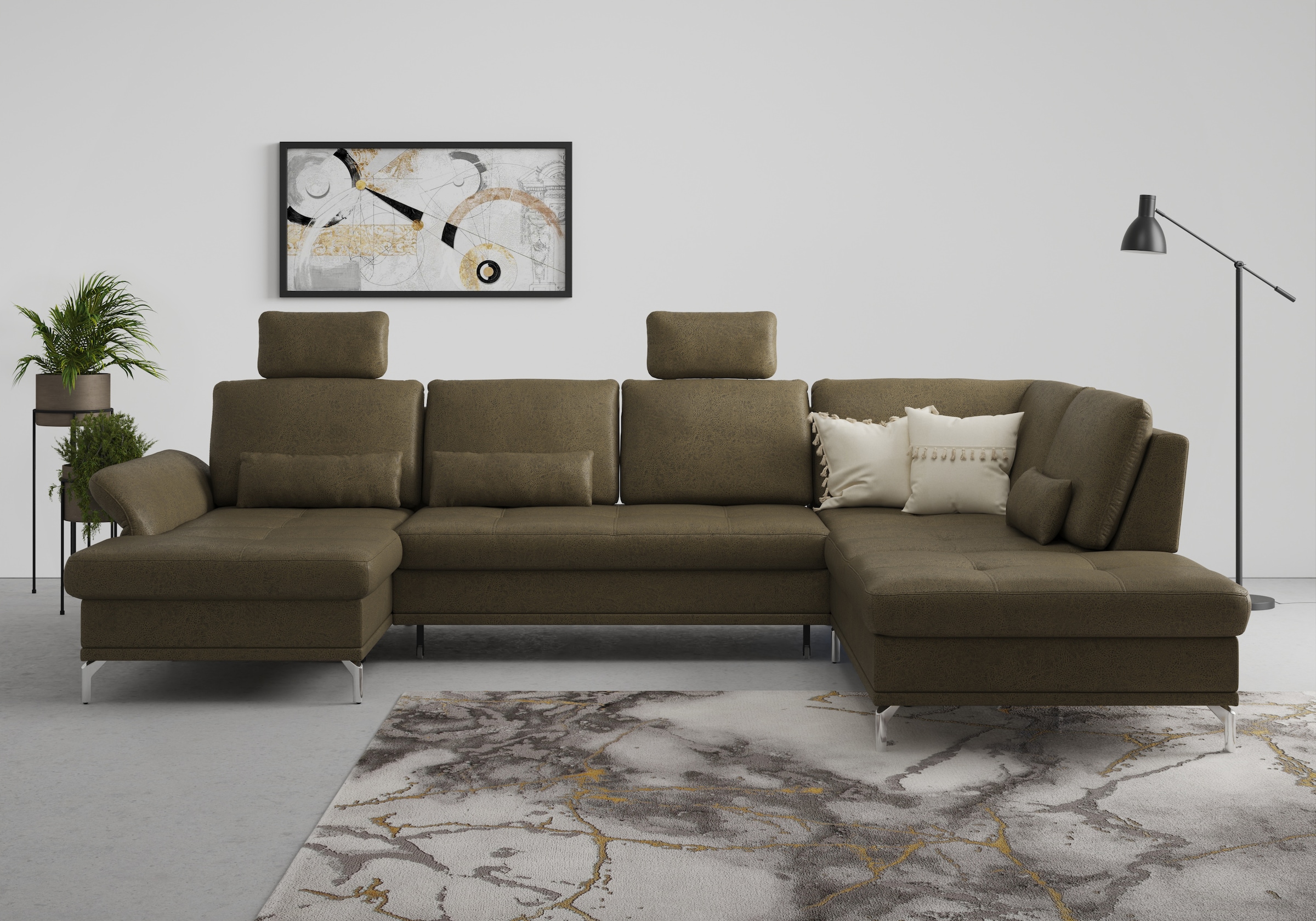 Home affaire Wohnlandschaft "Palm Beach U-Form" Federkern, mit Sitztiefenve günstig online kaufen