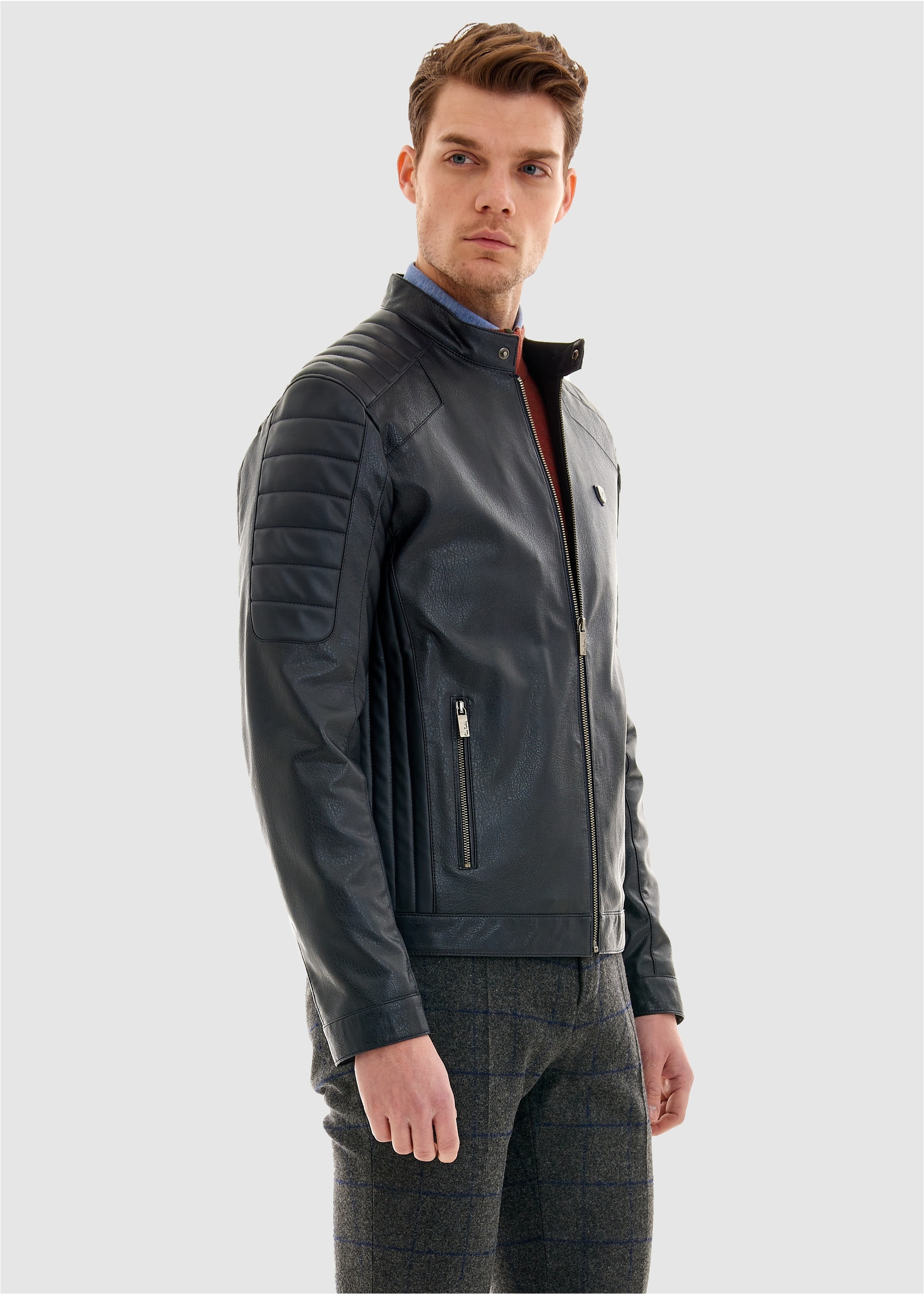Pierre Cardin Lederimitatjacke, im angesagten Biker-Stil