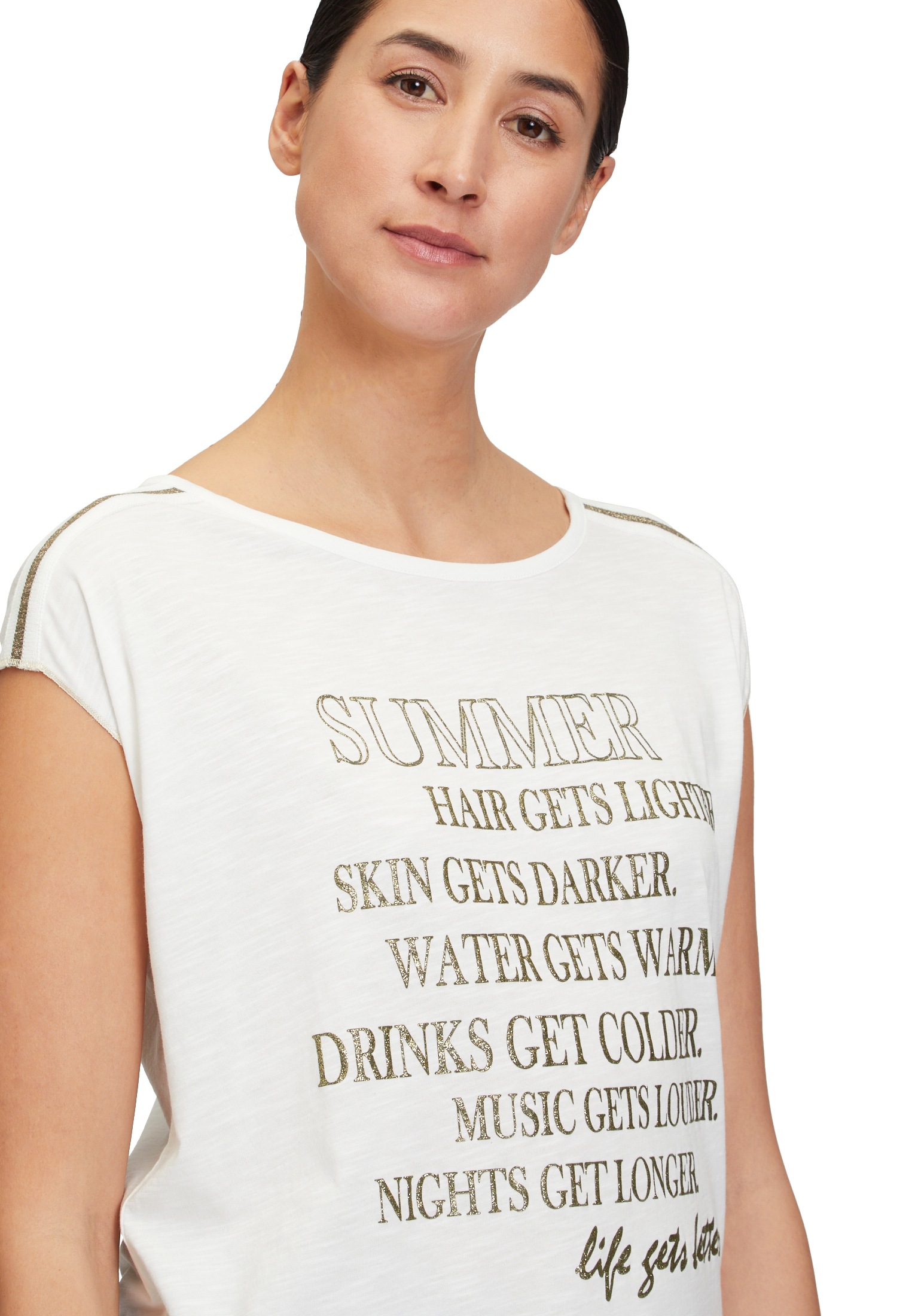 Cartoon Kurzarmshirt »Cartoon Damen Rundhals-Shirt mit Placement«, (1 tlg.), Aufgesteppte Bänder