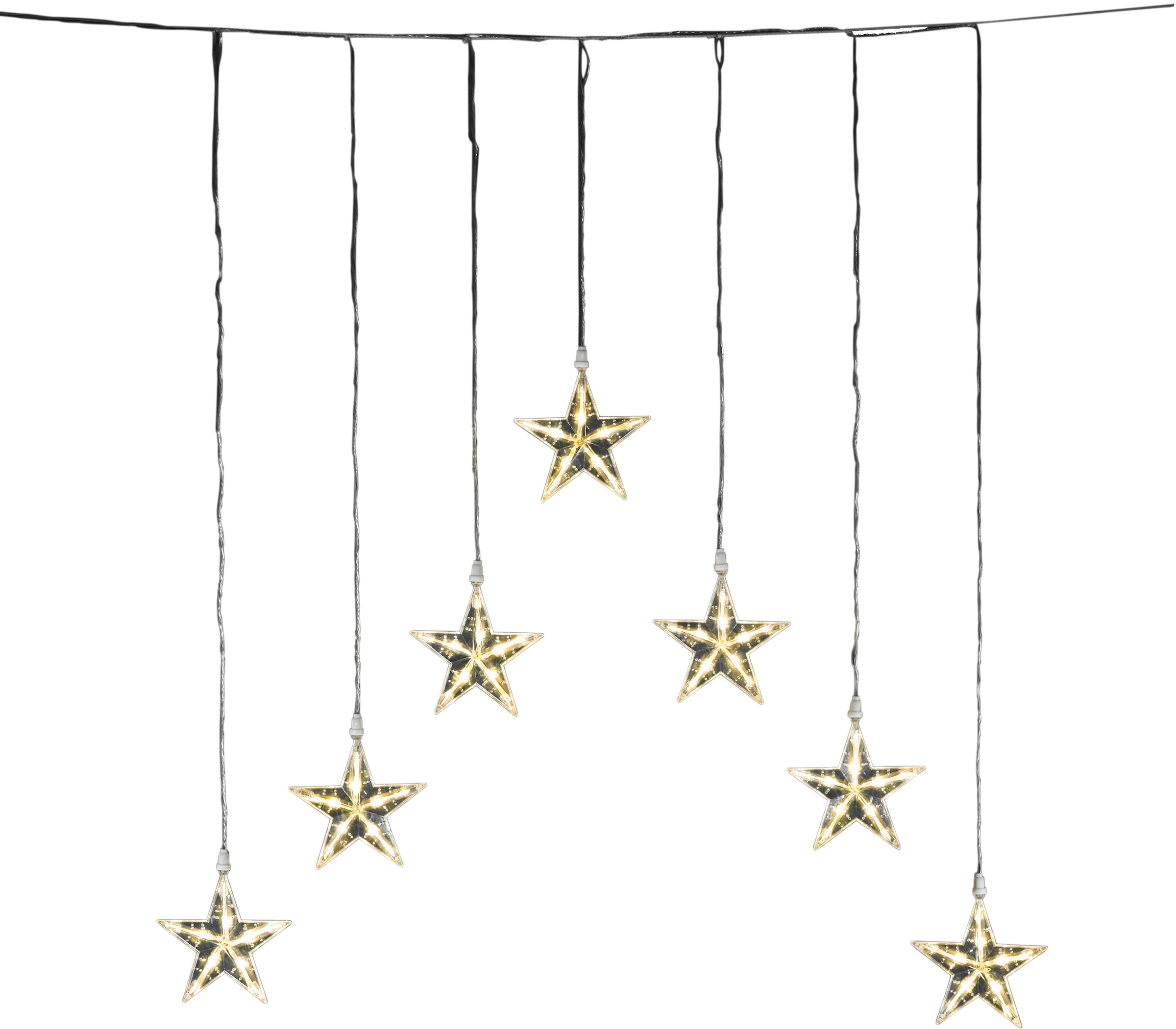 KONSTSMIDE LED-Lichtervorhang »Weihnachtsdeko aussen«, mit 7 Sternen, 35 warmweiße Dioden, transparentes Kabel