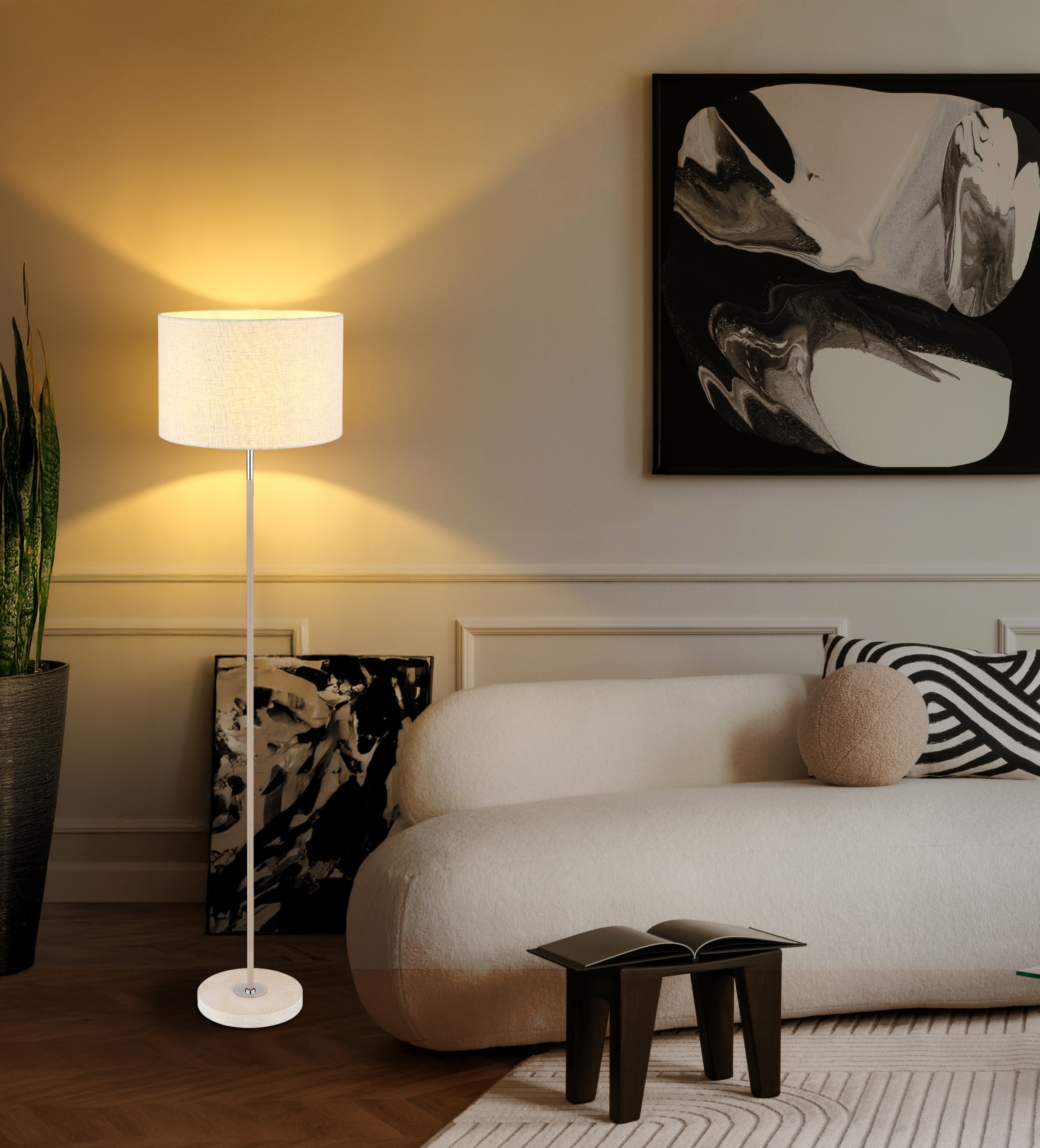 GLOBO LIGHTING Stehlampe »DELEON« E27 1 Stk. Stehleuchte für Wohnzimmer Travertin sand