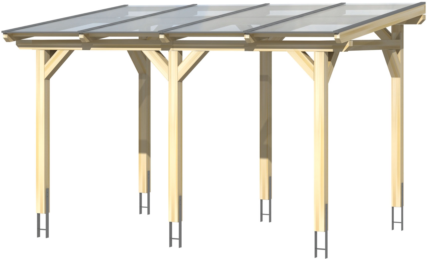 Terrassendach SKANHOLZ, B:434cm T:250cmschiefergrau, Polycarbonat (PC), Terrassenüberdachungen, "Siena", Leimholz