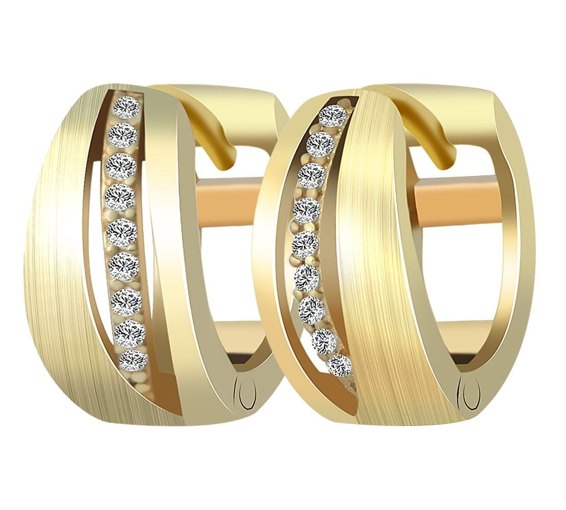 ADELIA ́S Damen Klappcreolen "Damen Ohrringe – Klappcreole aus 925 Silber mit Zirkonia"gold, Silber 925 (Sterlingsilber), Ohrringe, Perfekt zum