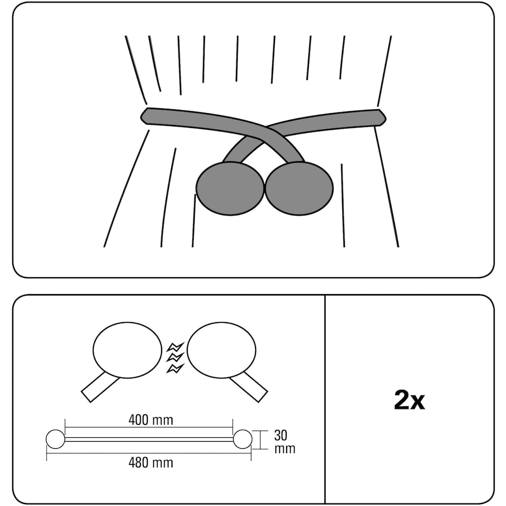 GARDINIA Raffhalter »Raffhalter Flex-S mit Magnet«, (2 St.)