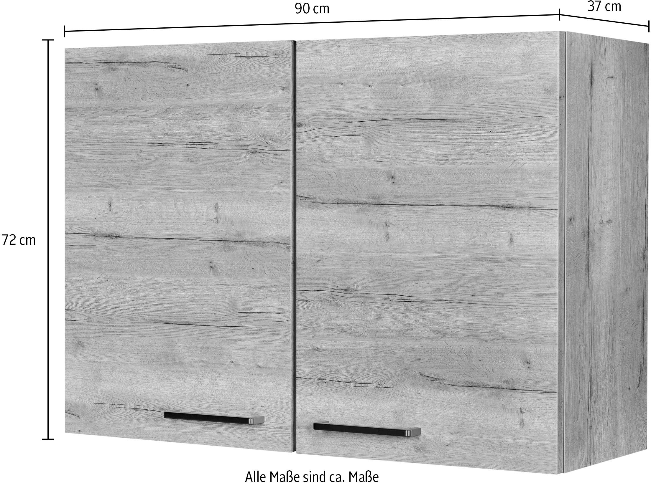 nobilia® Hängeschrank »"Structura", vormontiert, mit zwei Einlegeböden,«, Breite 90 cm