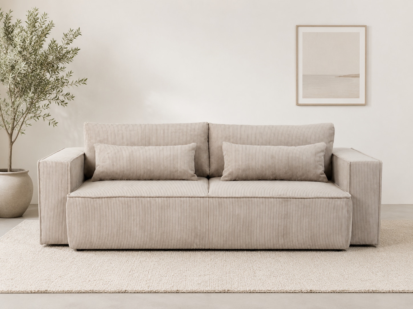 OTTO home 3-Sitzer "Tillian, Schlafsofa, Schlafcouch" Breite 240 cm, Breitkord, Sitzfläche mit Taschenfederkern