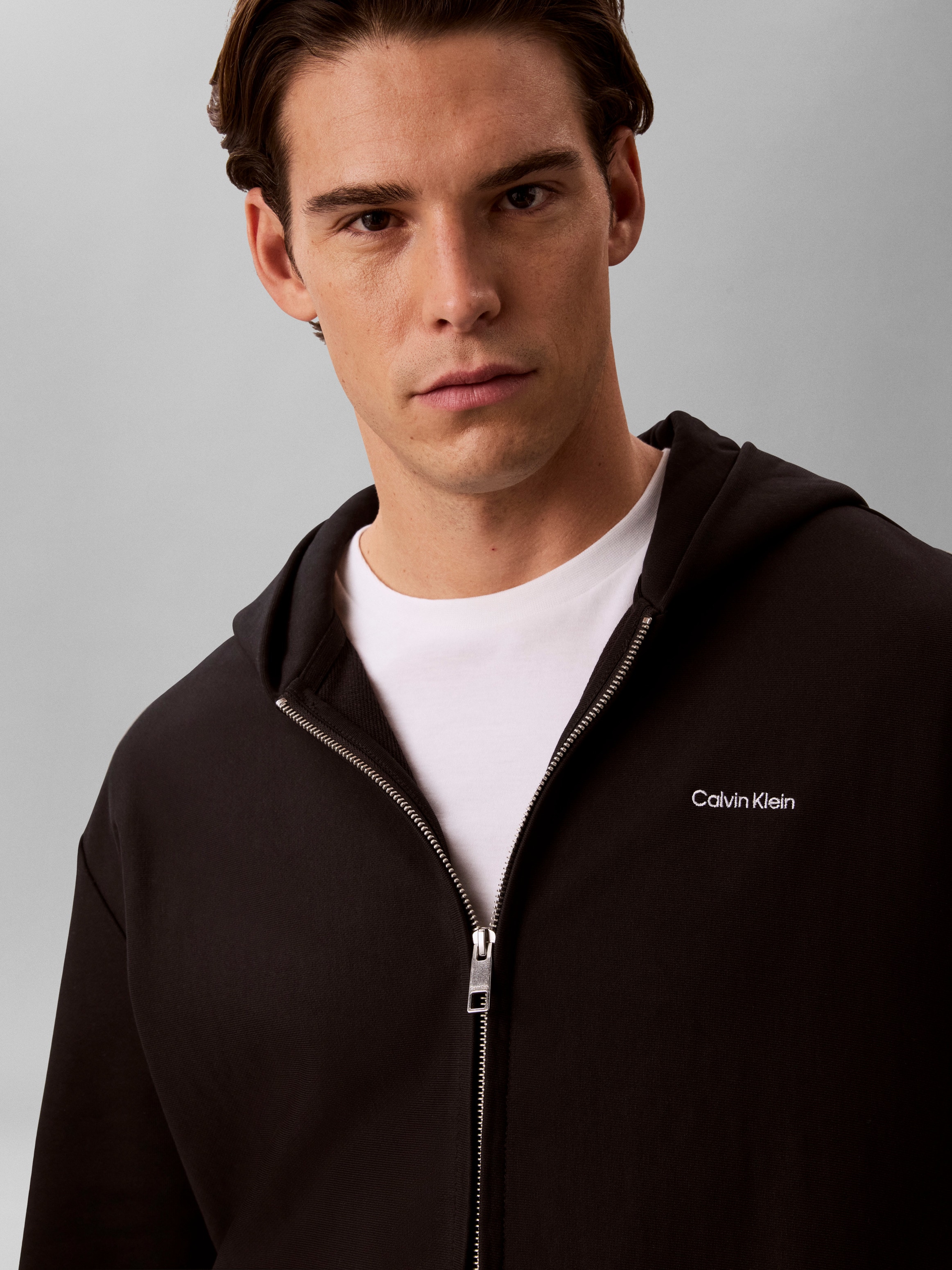 Calvin Klein Kapuzensweatjacke Regular Fit, 2-Wege-Zipper