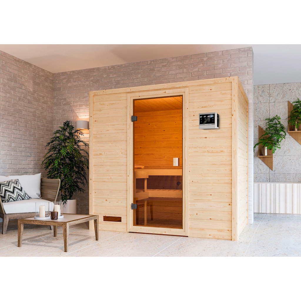 welltime Sauna »Sunie«, 3,6-kW-Bio-Plug & Play Ofen mit ext. Steuerung