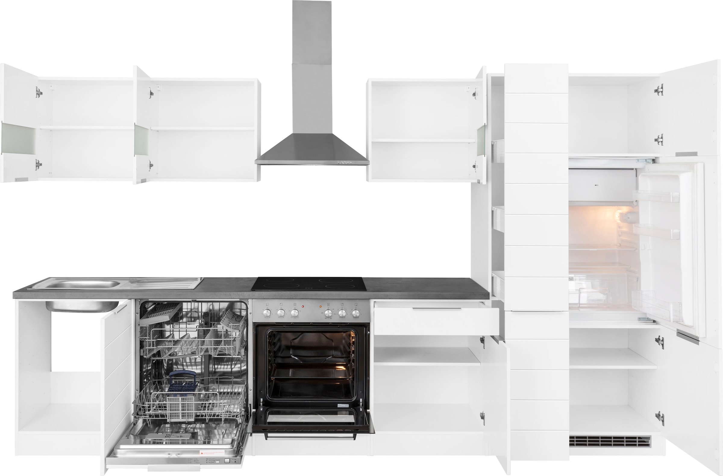 HELD MÖBEL Küche »Luhe«, 330 cm breit, wahlweise mit oder ohne E-Geräten,  gefräste MDF-Fronten kaufen | BAUR