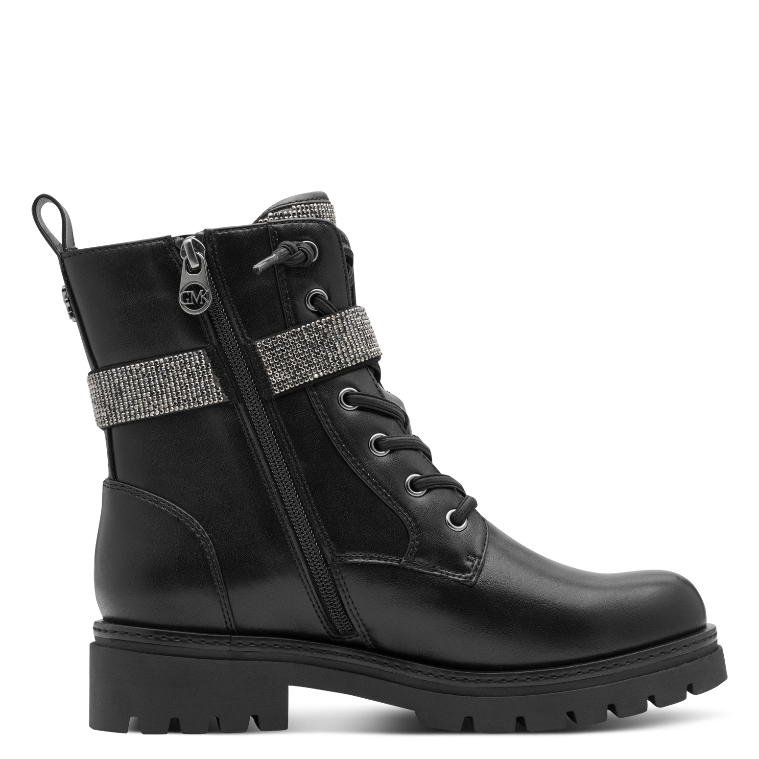 MARCO TOZZI by GMK Schnürstiefelette, Blockabsatz, Schnürboots mit schmuckbesetztem Zierriemen