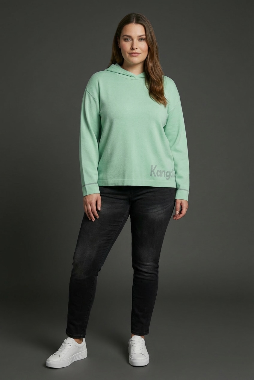KangaROOS Kapuzenpullover aus Viskose-Mix, lässige Passform, Langarm, große Größen