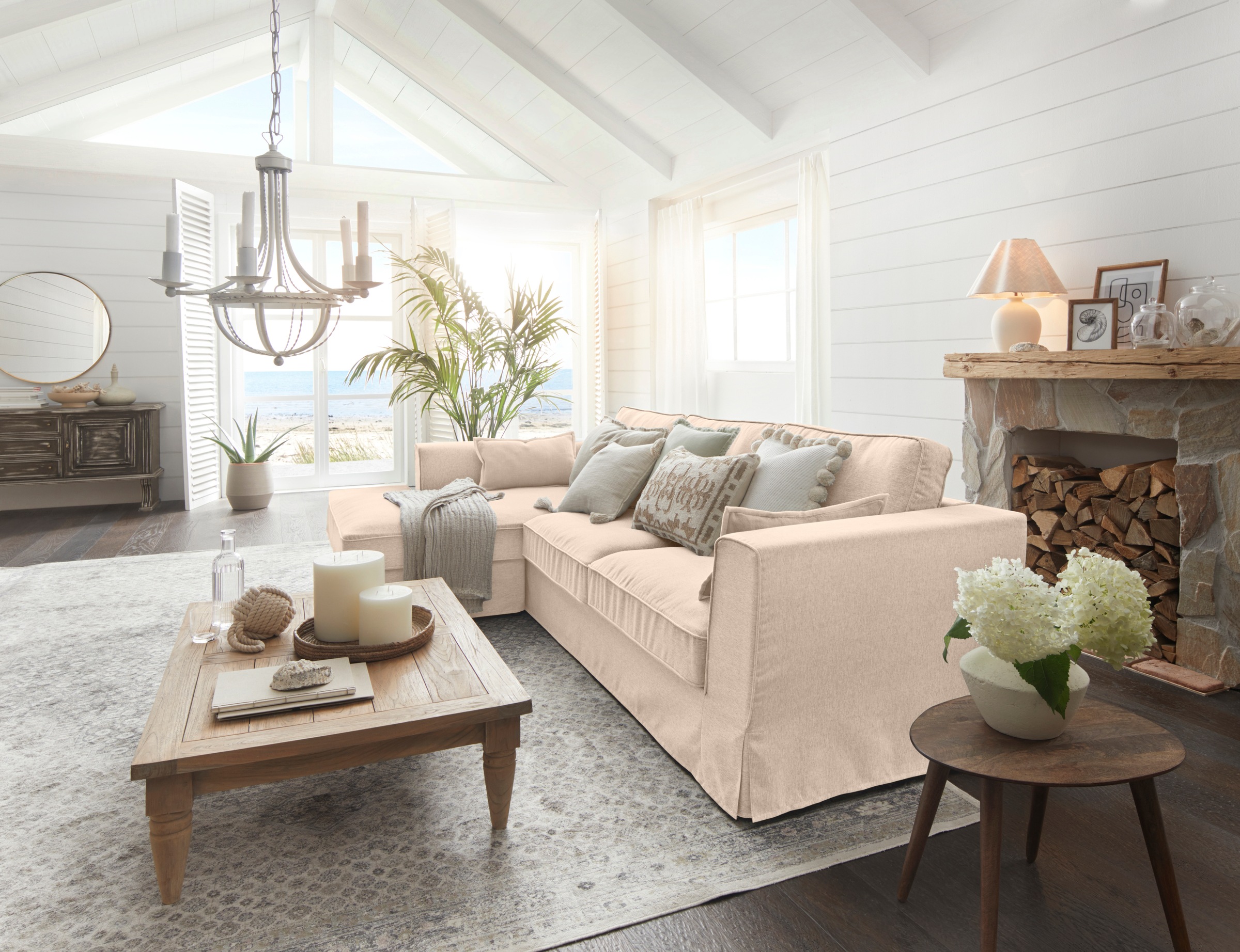 Home affaire Ecksofa "Vintage L-Form" 3-Sitzer Polsterecke im Landhausstil, günstig online kaufen