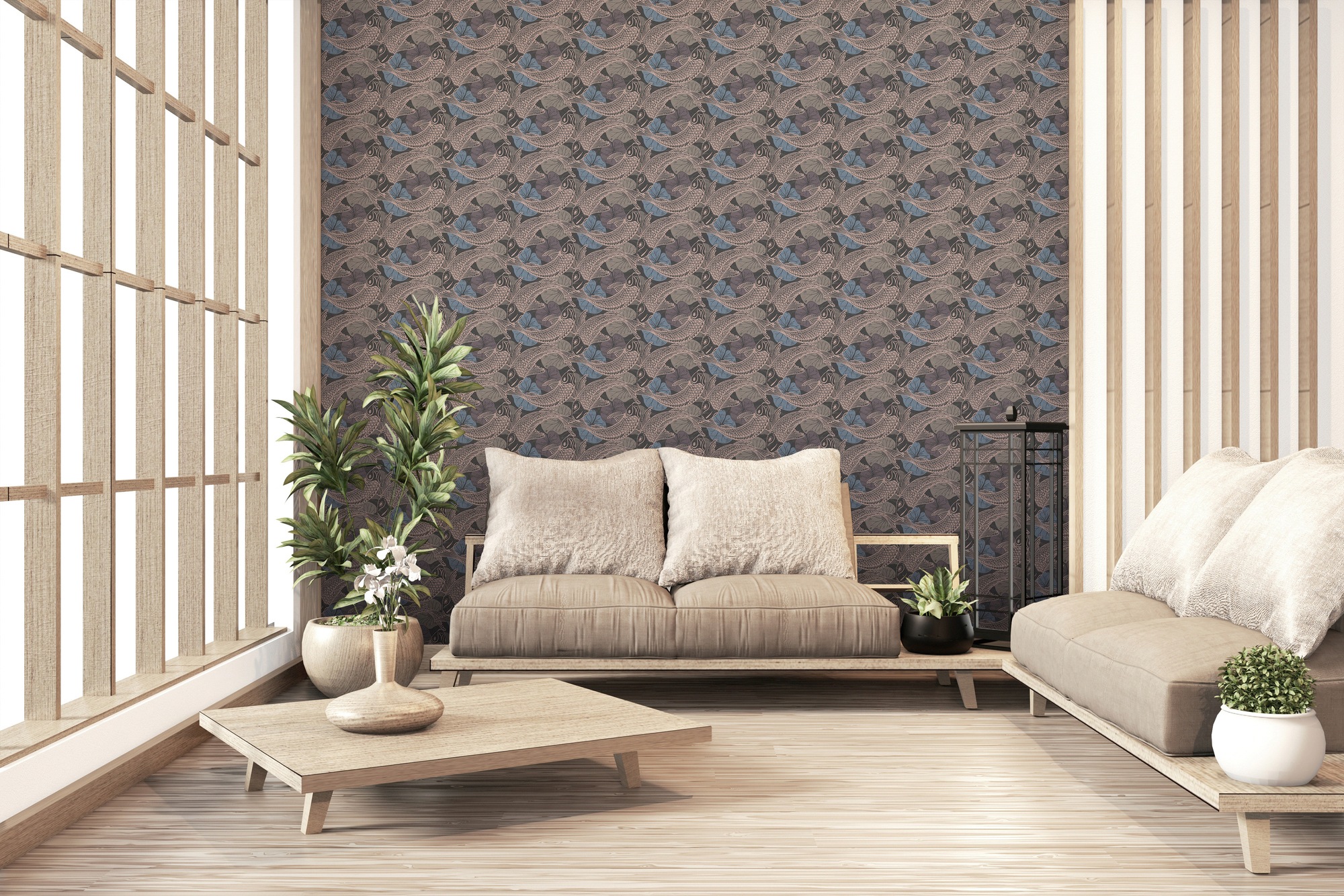 living walls Vliestapete »Metropolitan Stories, Mio Tokio«, Motiv-abstrakt-naturalistisch, Tapete Koi Tapete Japanisch Tapeten Wohnzimmer Schlafzimmer Küche Flur