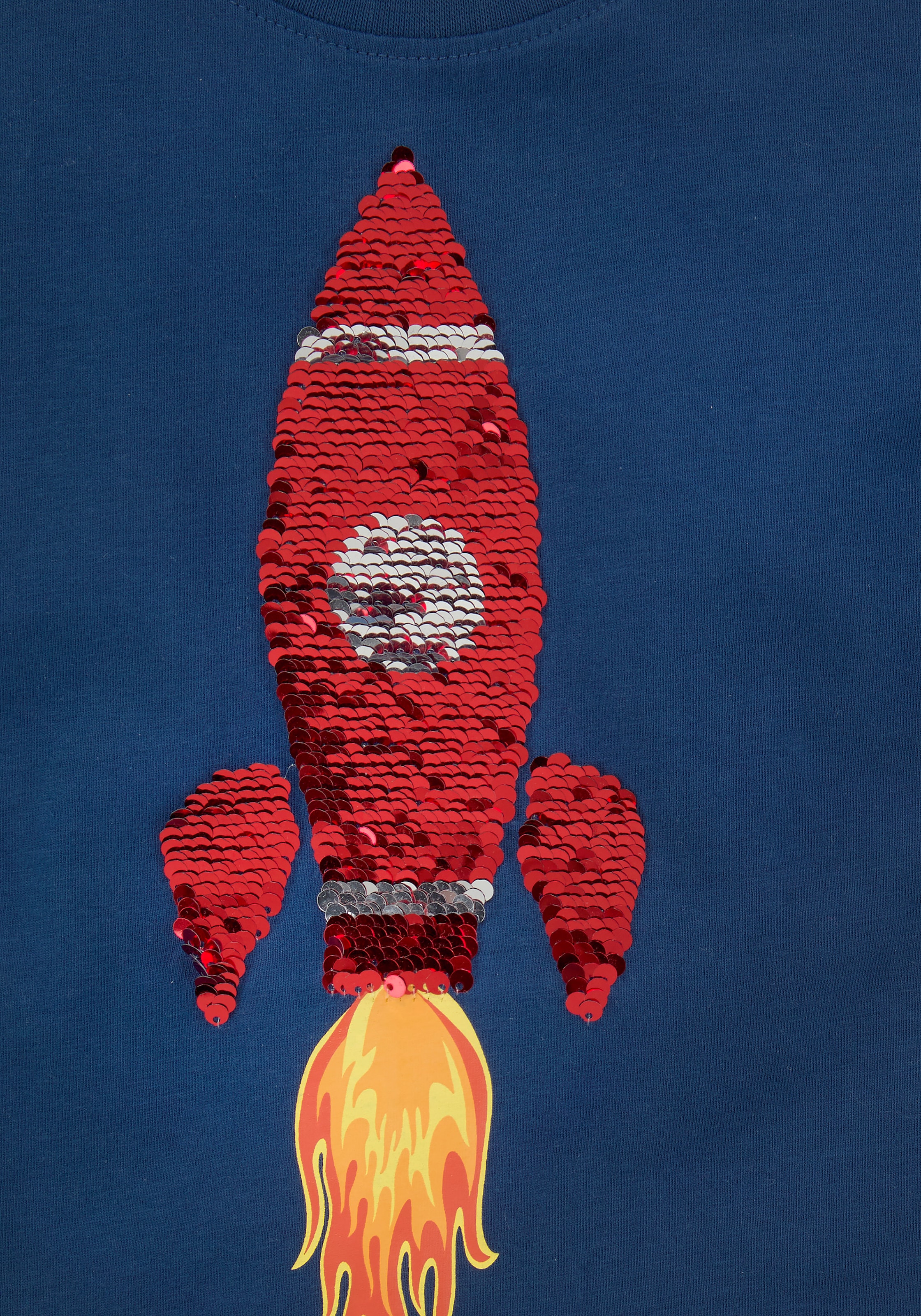 Begrenzte Zeit zum Schnäppchenpreis KIDSWORLD T-Shirt | BAUR aus Wendepailletten« »Rakete bestellen