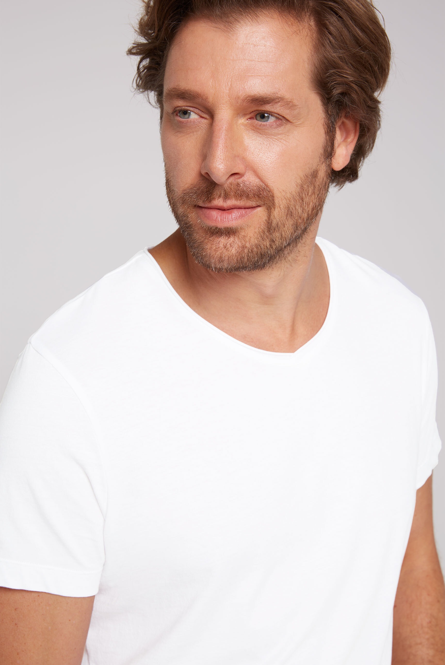 V-Shirt CAMP DAVID, Herren, Gr. 3XL, weiß, Single Jersey, Material: 100% Baumwolle, unifarben, regular fit normal, V-Ausschnitt, eingesetzt gerader Abschluss, Shirts, aus Baumwolle 3