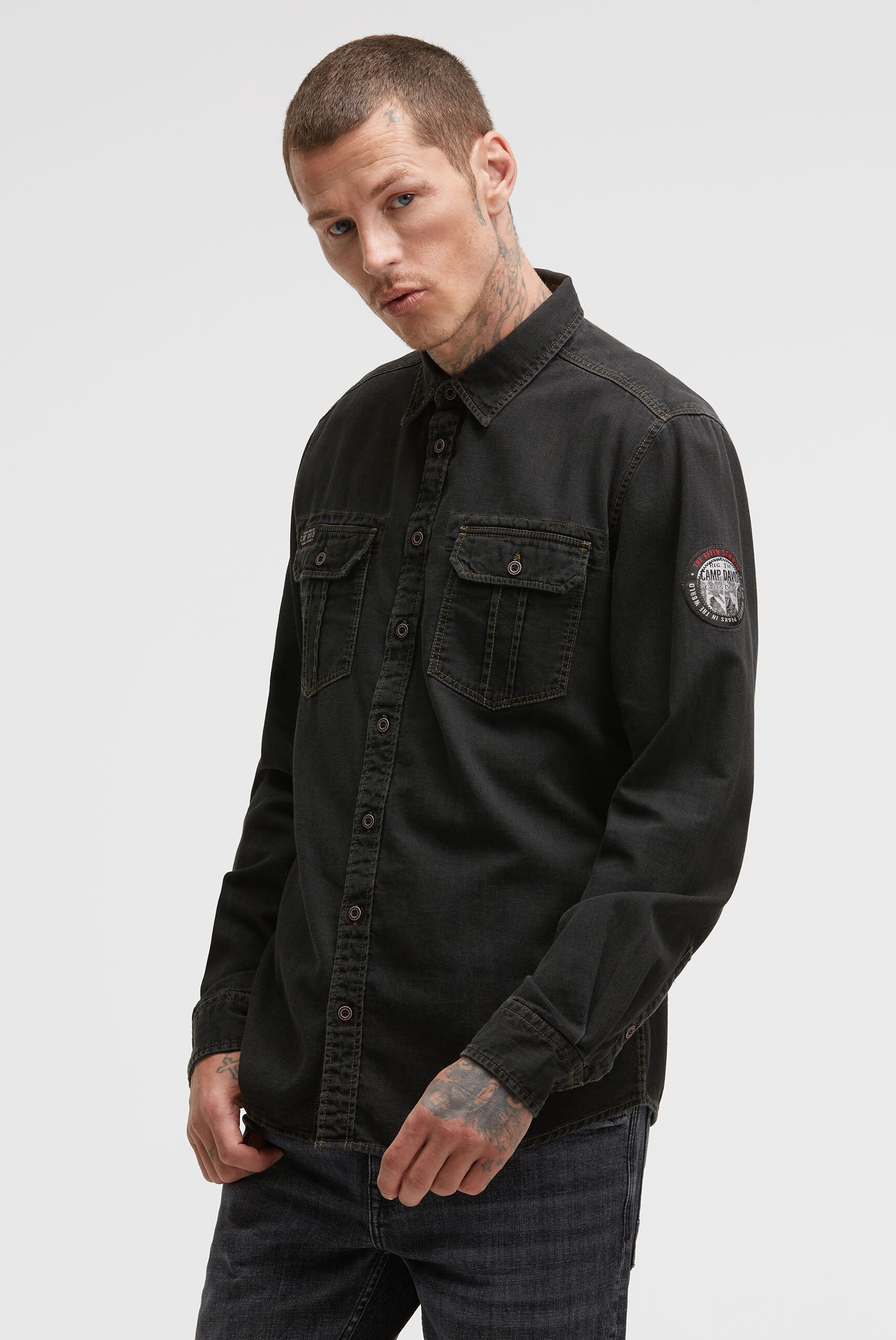 CAMP DAVID Langarmhemd mit Brusttaschen günstig online kaufen