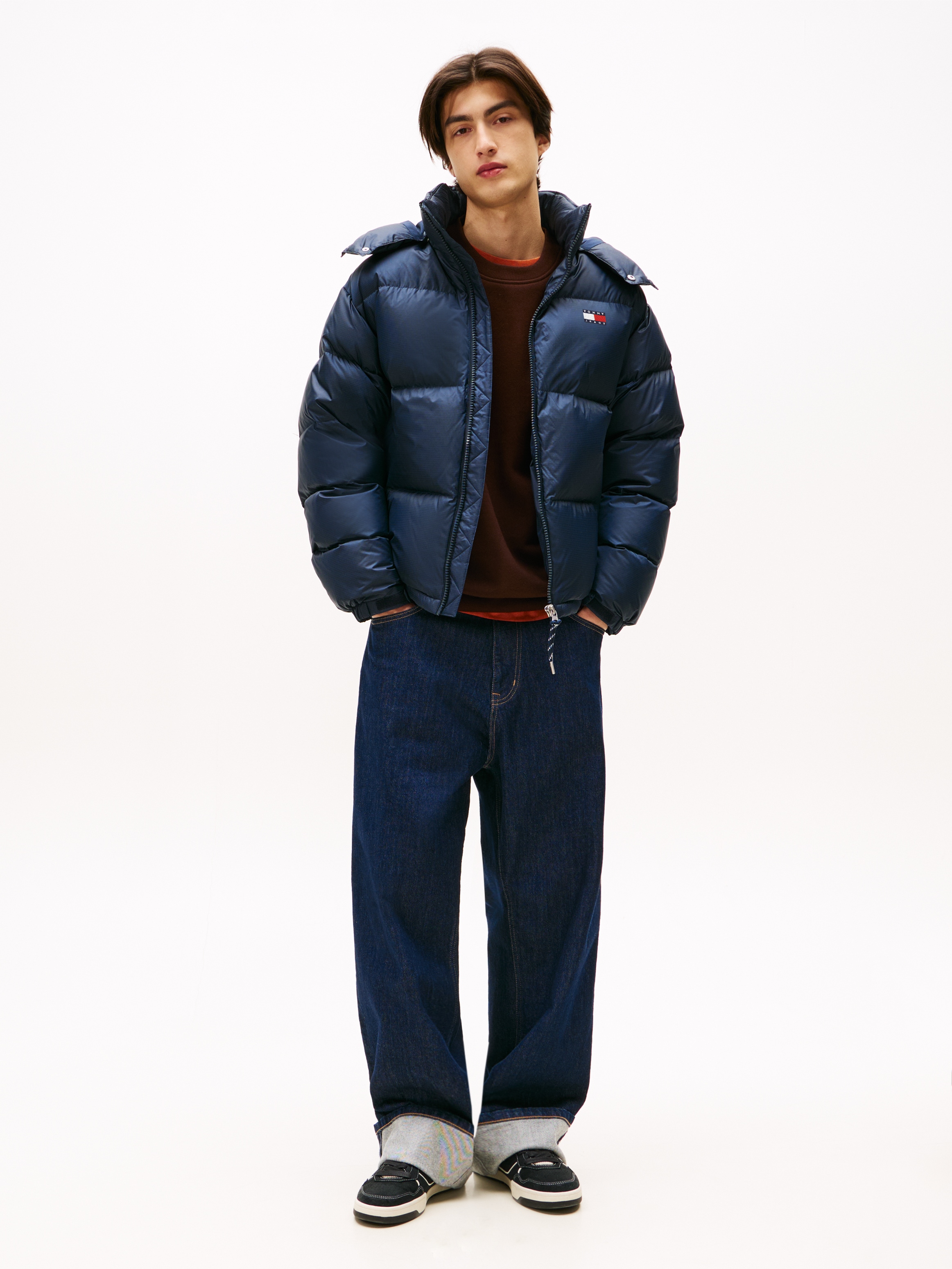 Tommy Jeans Steppjacke »ALASKA DOWN PUFFER«, mit Kapuze, Übergangsjacke Regular fit mit abnehmbarer Kapuze