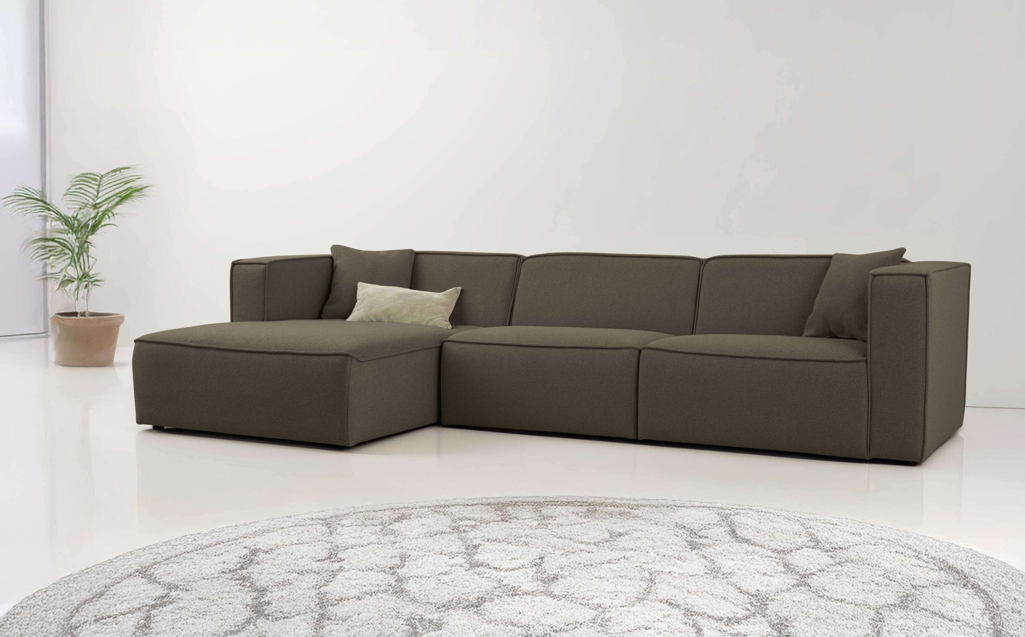 OTTO home Ecksofa "Tammie" Breite 312 cm, Webstoff fein, bodentief, mit Wel günstig online kaufen