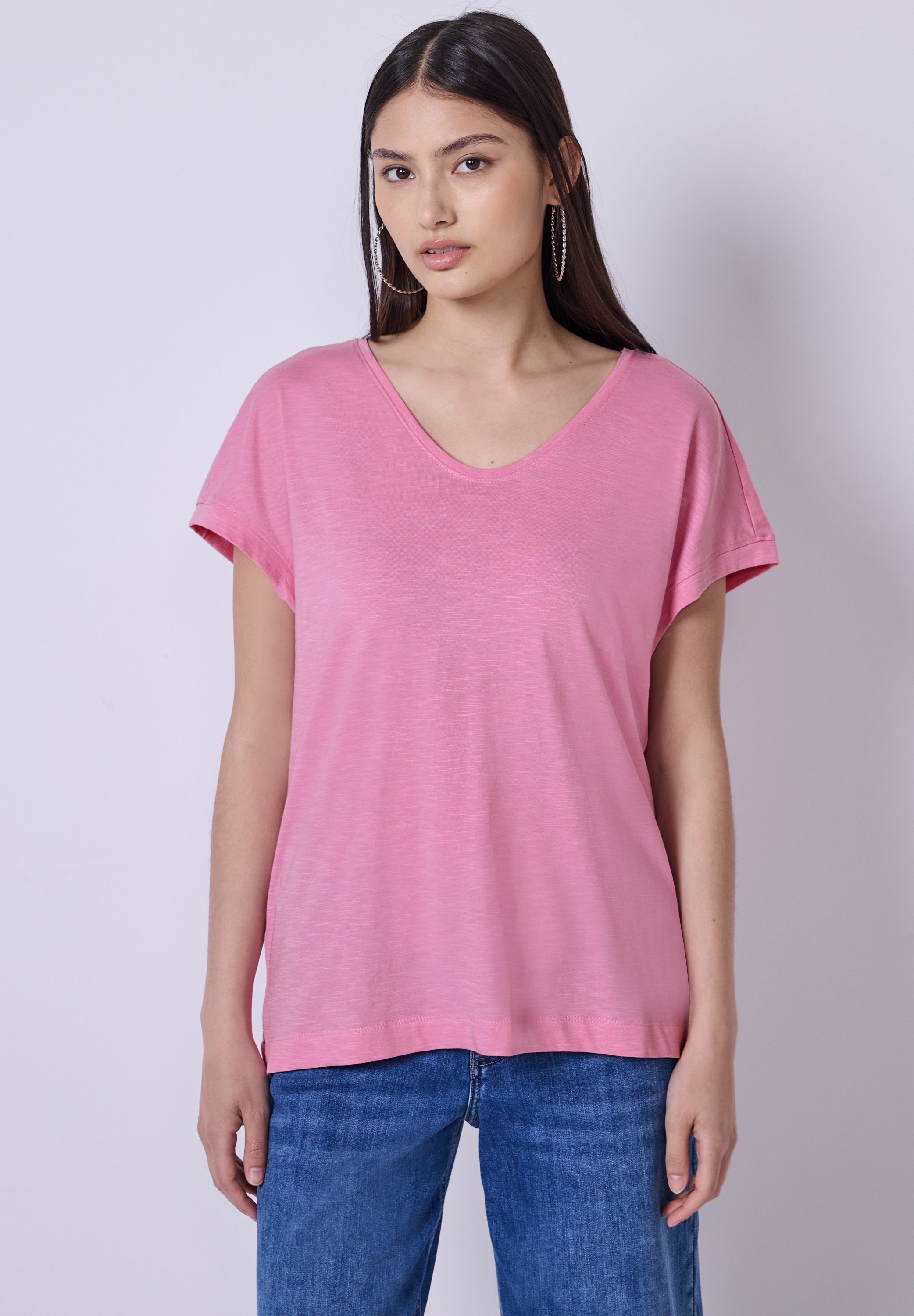 STREET ONE STUDIO V-Shirt, im soften Baumwoll-Mix günstig online kaufen