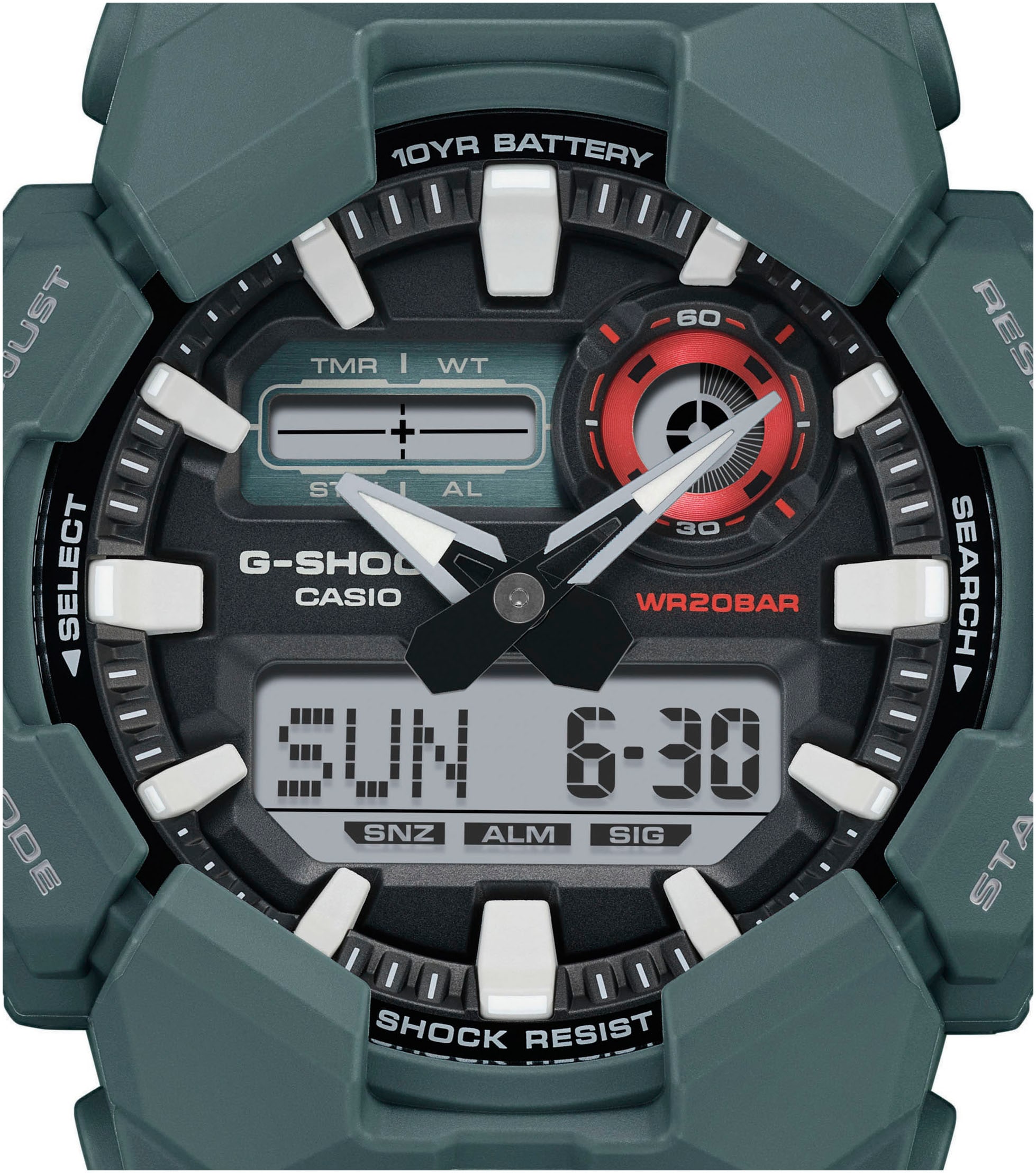 CASIO G-SHOCK Chronograph, Quarzuhr, Armbanduhr,Herrenuhr, digital,Resinband, bis 20 bar wasserd.