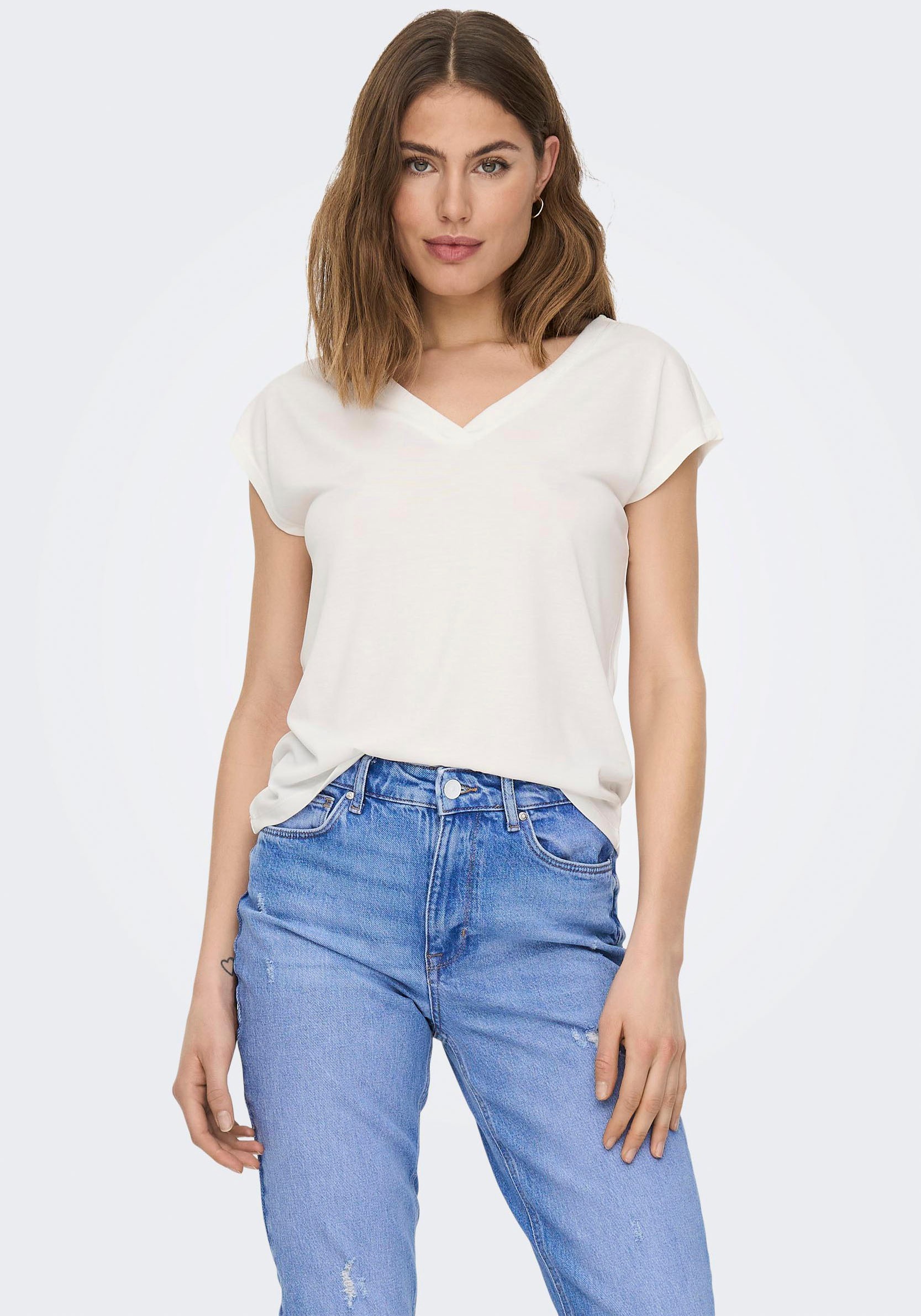 ONLY V-Shirt "ONLFREE S/S MOD.V-NECK TOP JRS NOOS" günstig online kaufen