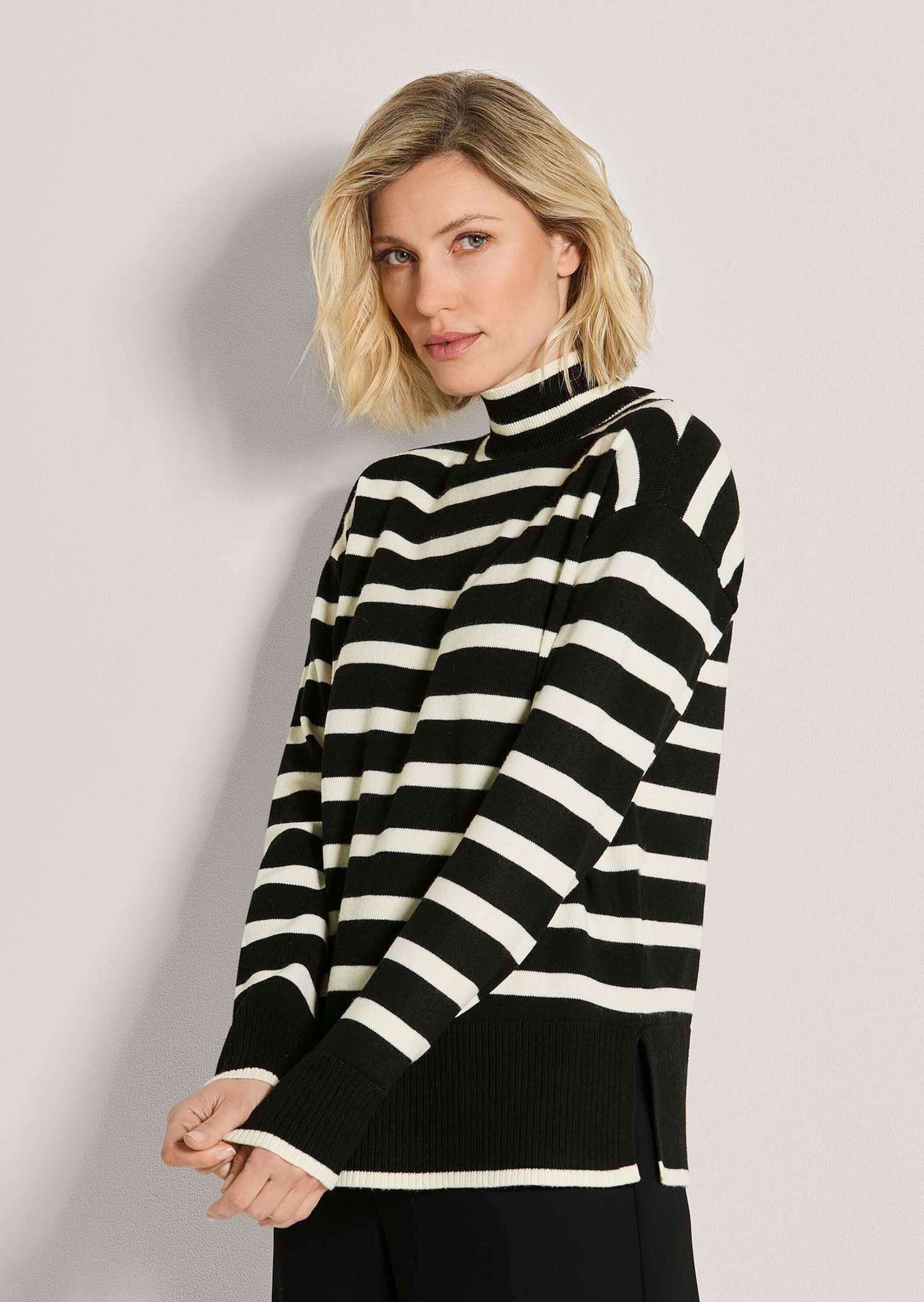 MADELEINE Longpullover »Pullover Streifenpullover mit Stehkragen«