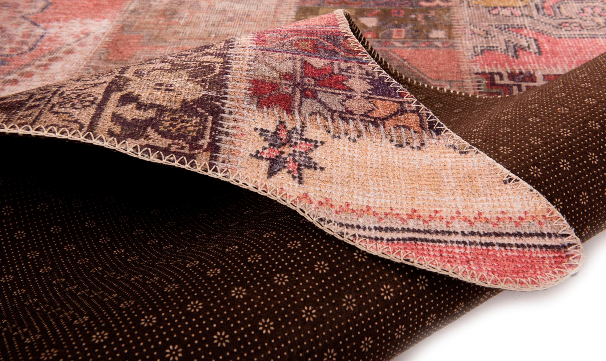 Gino Falcone Fellteppich »Elena 73«, fellförmig, 3 mm Höhe, Kunstfell, bedruckt, Patchwork Design