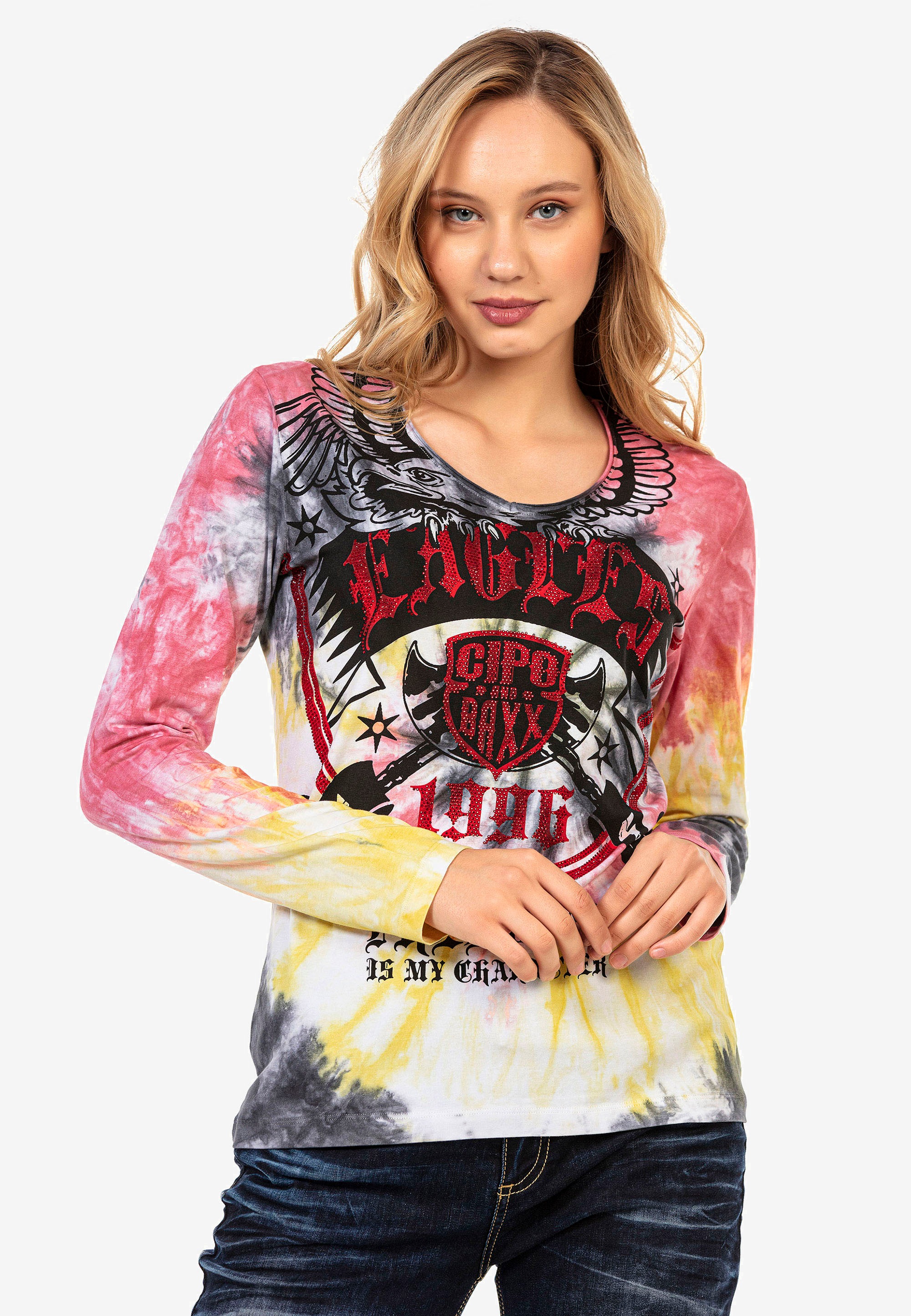 Cipo & Baxx Langarmshirt, mit coolem Markenprint