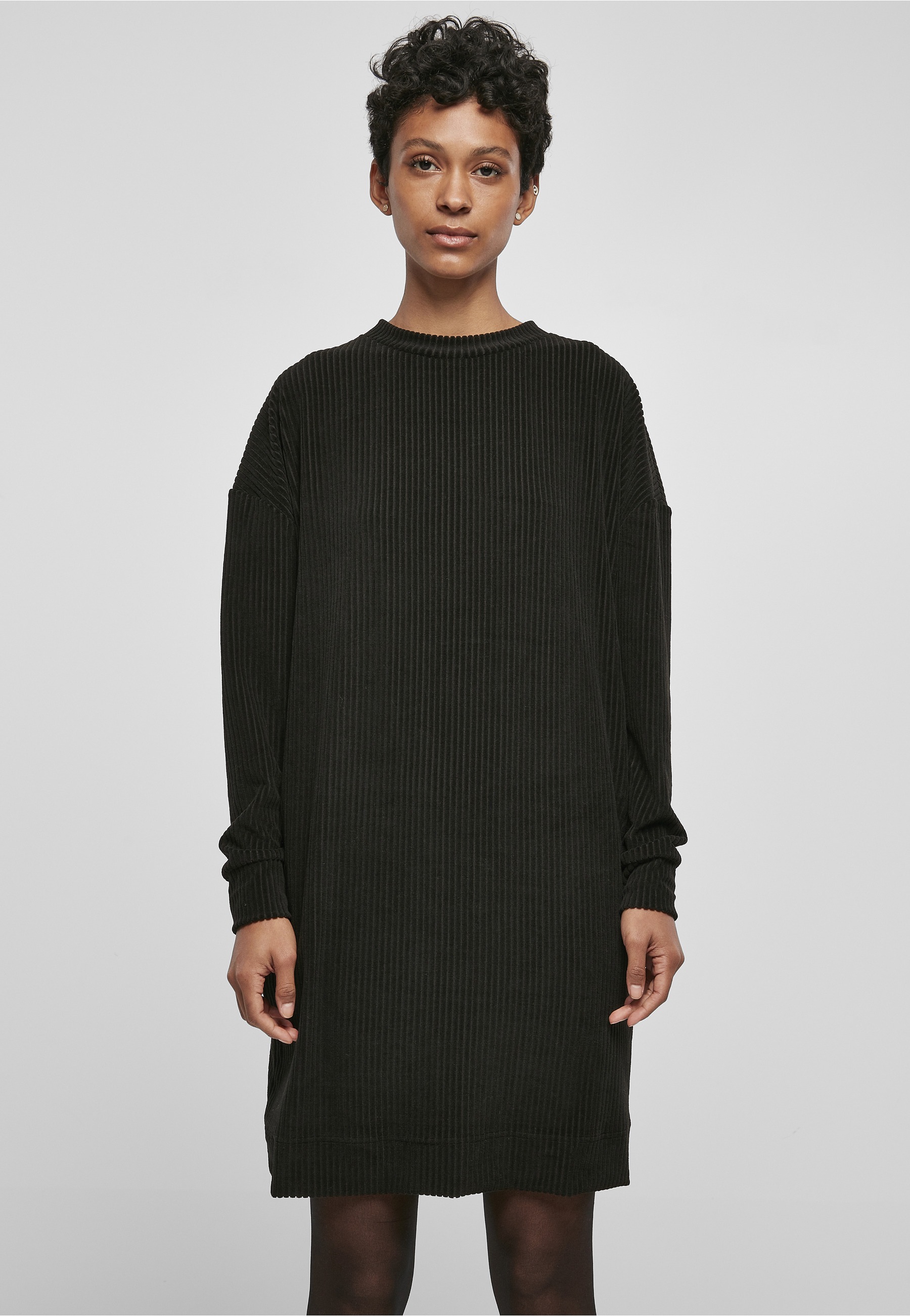 URBAN CLASSICS Shirtkleid »Urban Classics Damen Ladies Velvet Rib Crew Dress« 1 Stk. tlg.