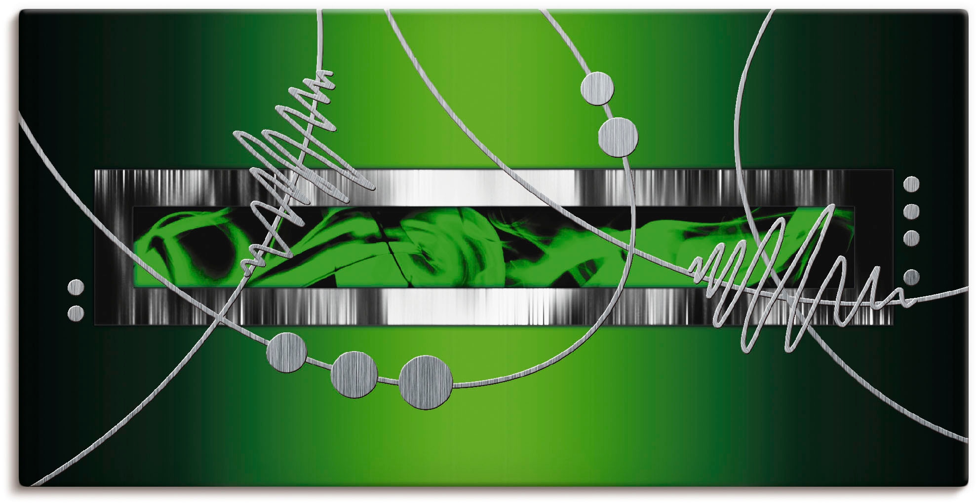 Leinwandbild »Silber abstrakt auf Grün«, Gegenstandslos, (1 St.), auf Keilrahmen gespannt