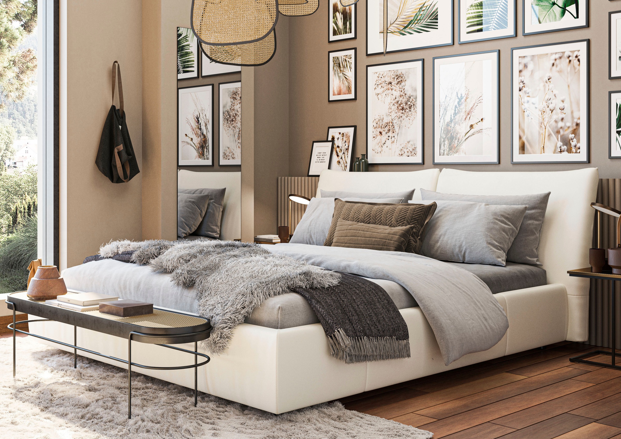 Home affaire Polsterbett "Priora in 4 Breiten bis 200cm" auch in NaturLEDER günstig online kaufen