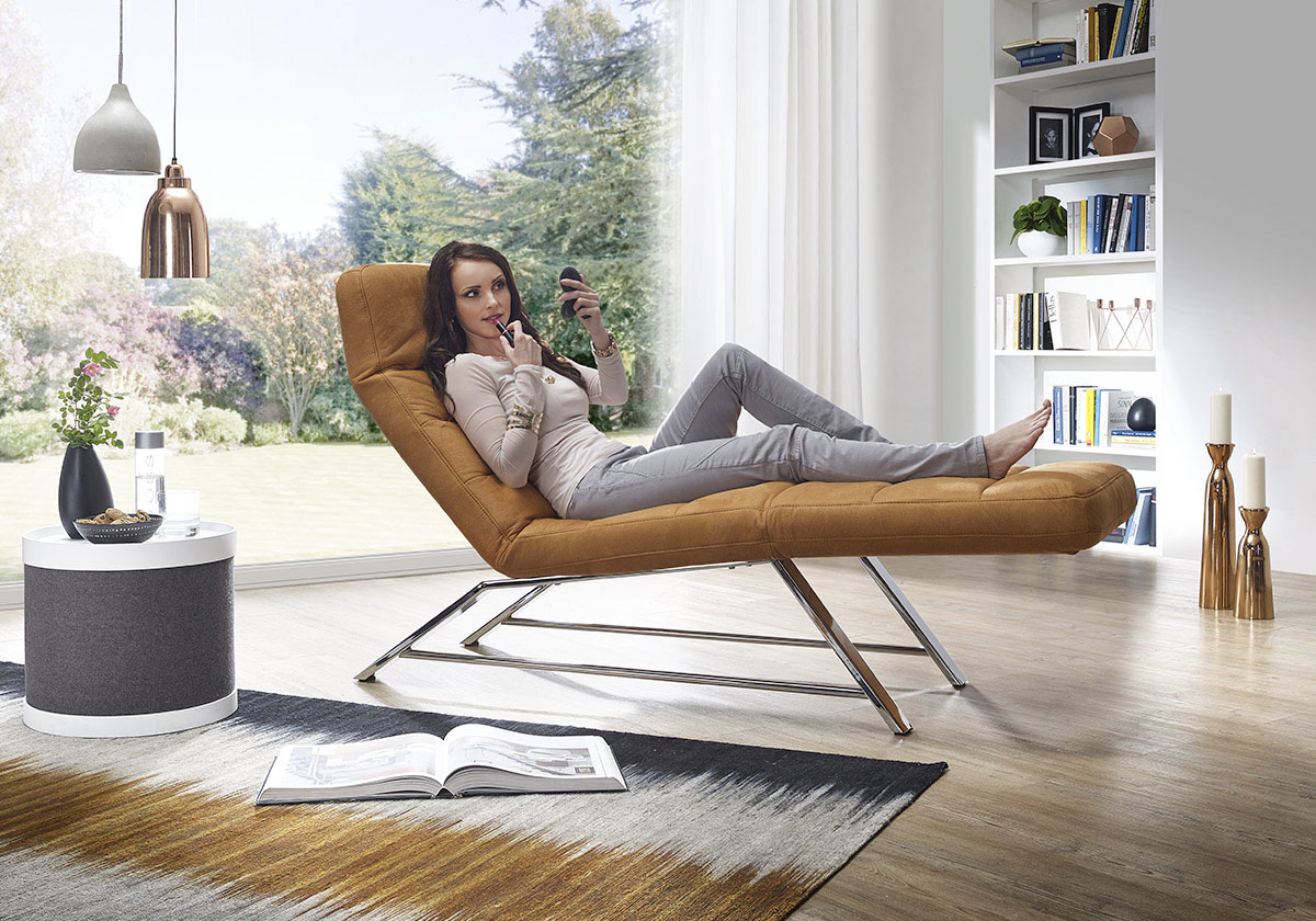 W.SCHILLIG Relaxliege "daily dreams bequem und elegant, B/T 75/170cm" Funktionsliege wahlweise mit Motor, Gestell Chrom, Breite 75 cm