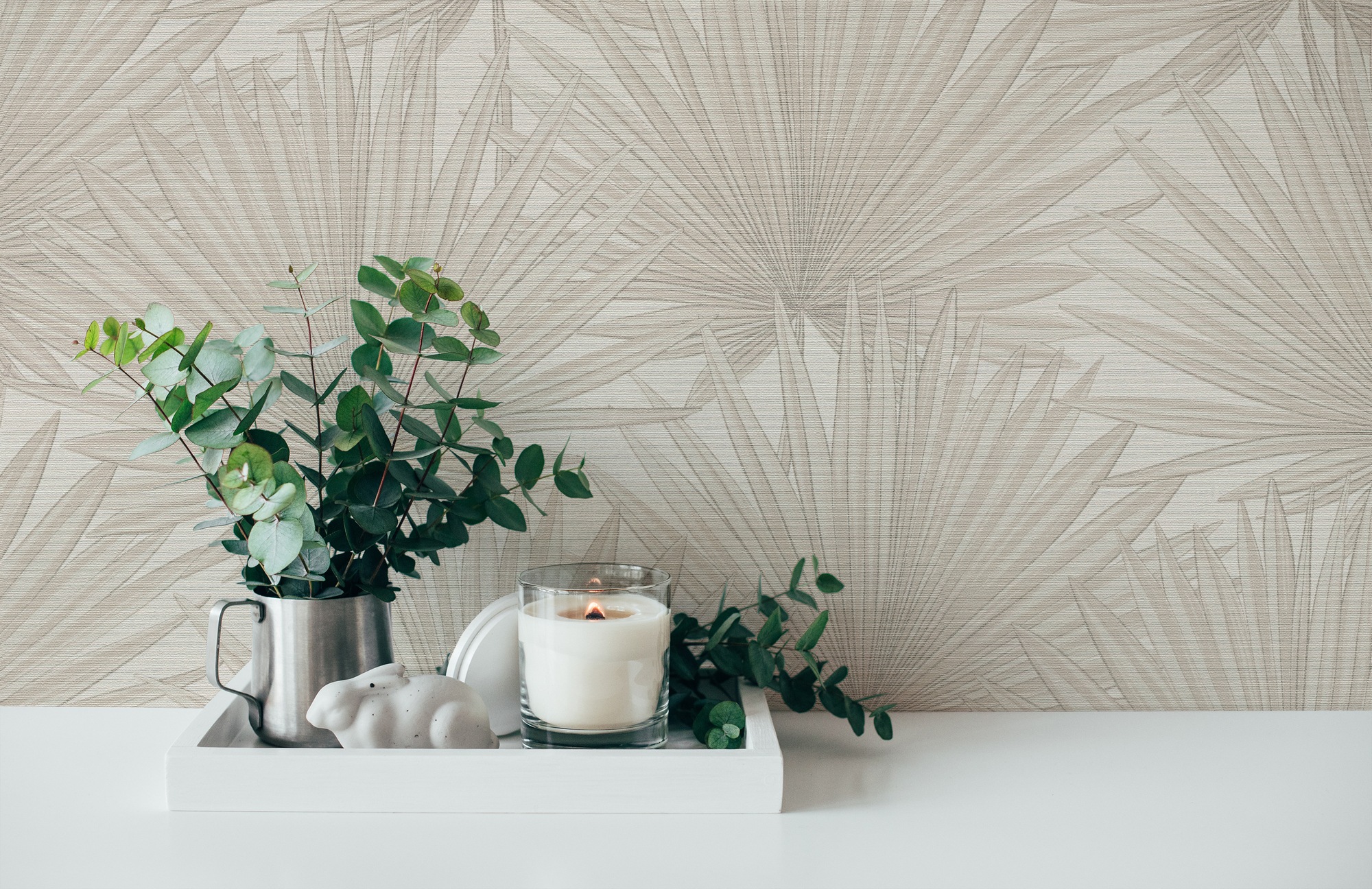 A.S. Création Vliestapete »Antigua Tapete mit Palmenblätter«, matt-gemustert-neutral, Tapete Floral Tapeten Wohnzimmer Schlafzimmer Küche modern Flur Design