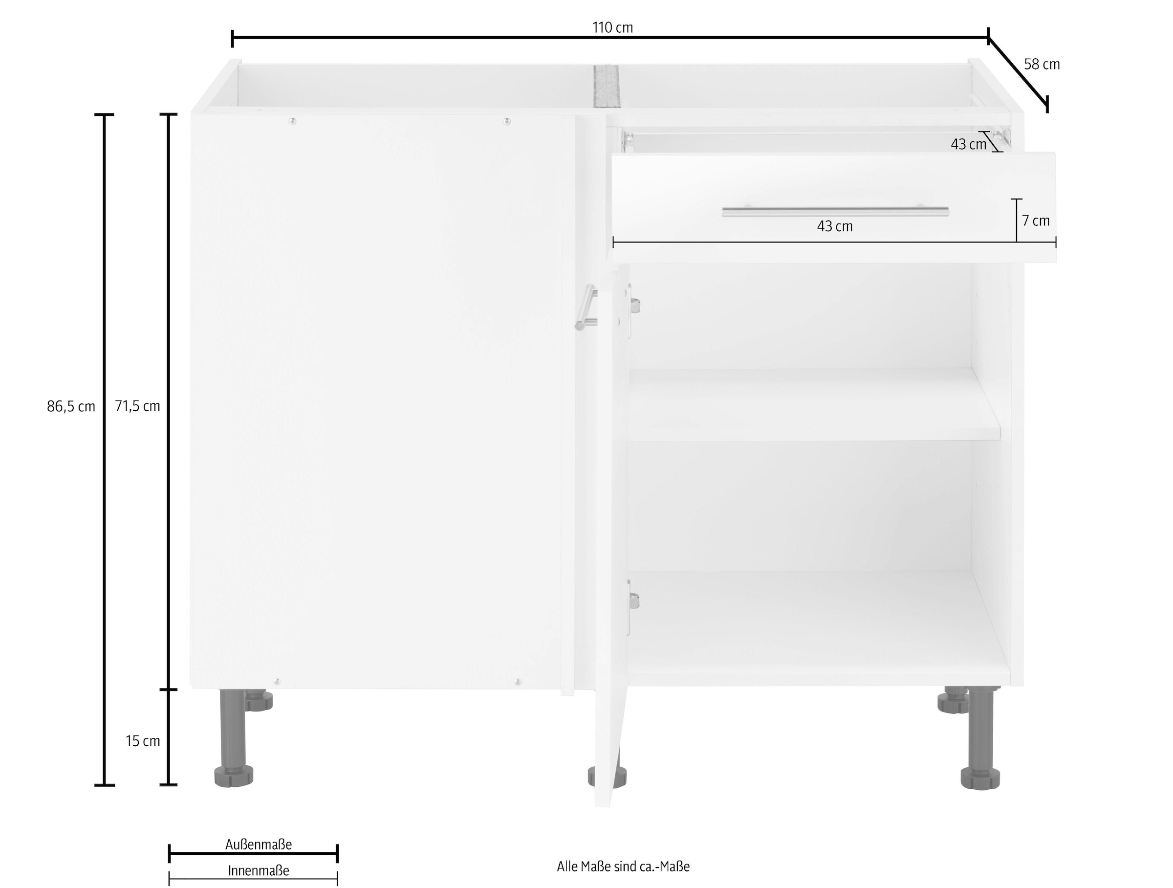 | Eckunterschrank »Ela«, mit wiho Metallgriffen Küchen BAUR