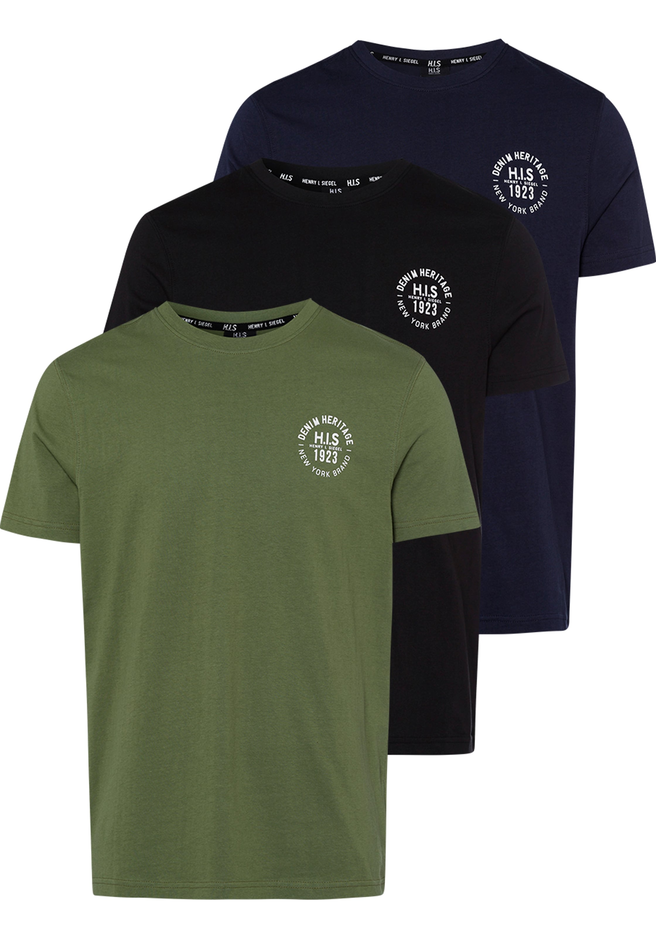 H.I.S T-Shirt Packung, 3er-Pack, 3 Stk. tlg. schmal geschnitten, bedrucktes günstig online kaufen