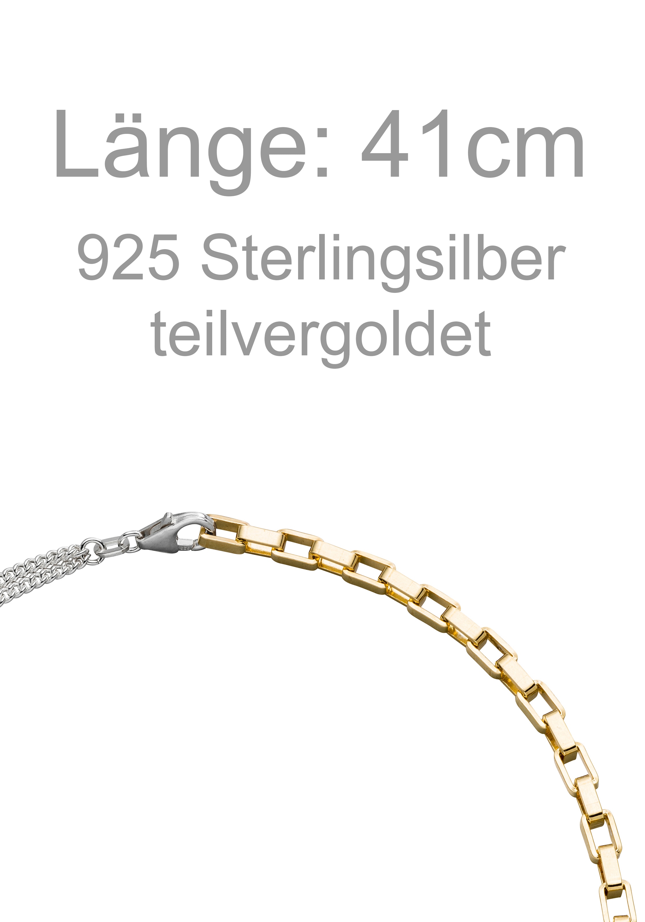 JOBO Kette ohne Anhänger »Halbkette« 925 Silber bicolor vergoldet 41 cm